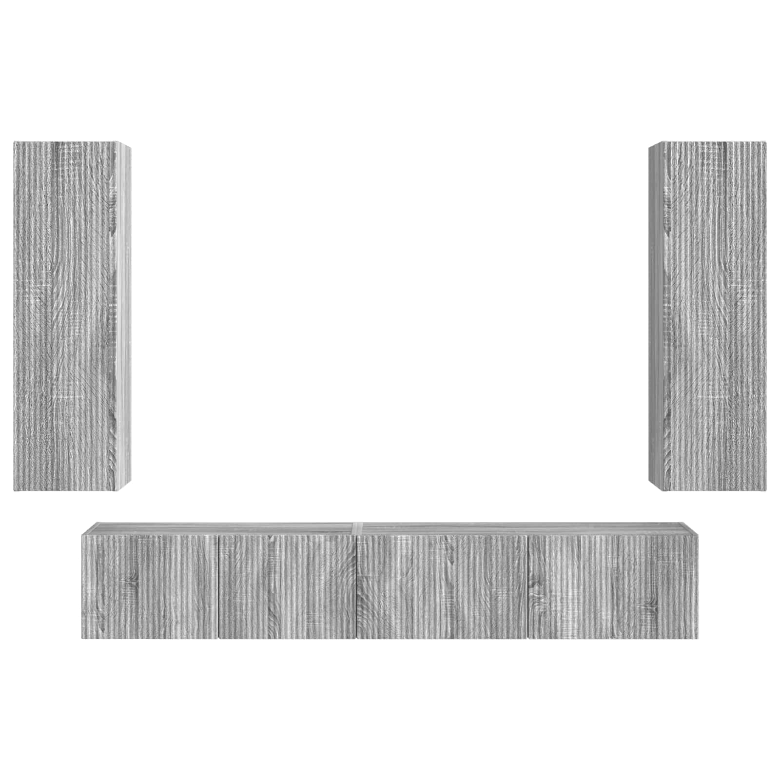 Tv-meubelset Wandgemonteerd 3 pcs Grijs Sonoma Bewerkt hout is nu te koop bij PeponiXL, paradijselijk wonen!