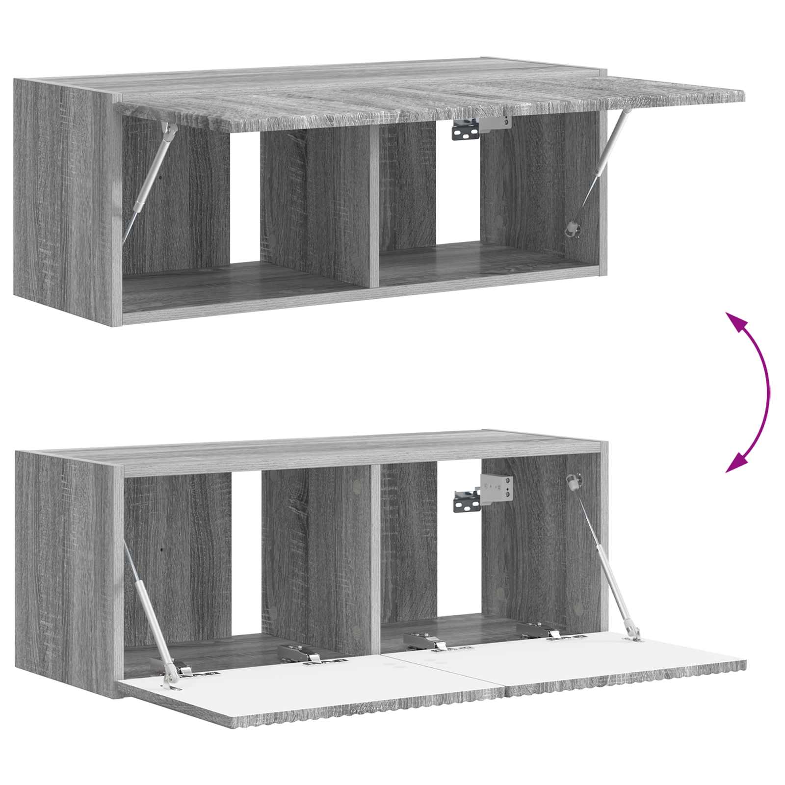 Tv-meubelset Wandgemonteerd 3 pcs Grijs Sonoma Bewerkt hout is nu te koop bij PeponiXL, paradijselijk wonen!