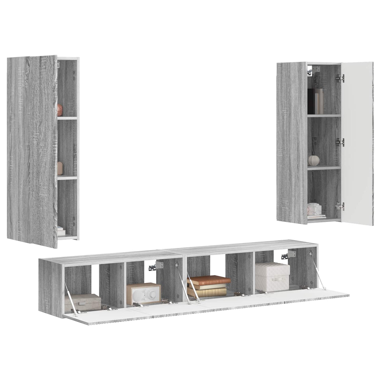 Tv-meubelset Wandgemonteerd 3 pcs Grijs Sonoma Bewerkt hout is nu te koop bij PeponiXL, paradijselijk wonen!