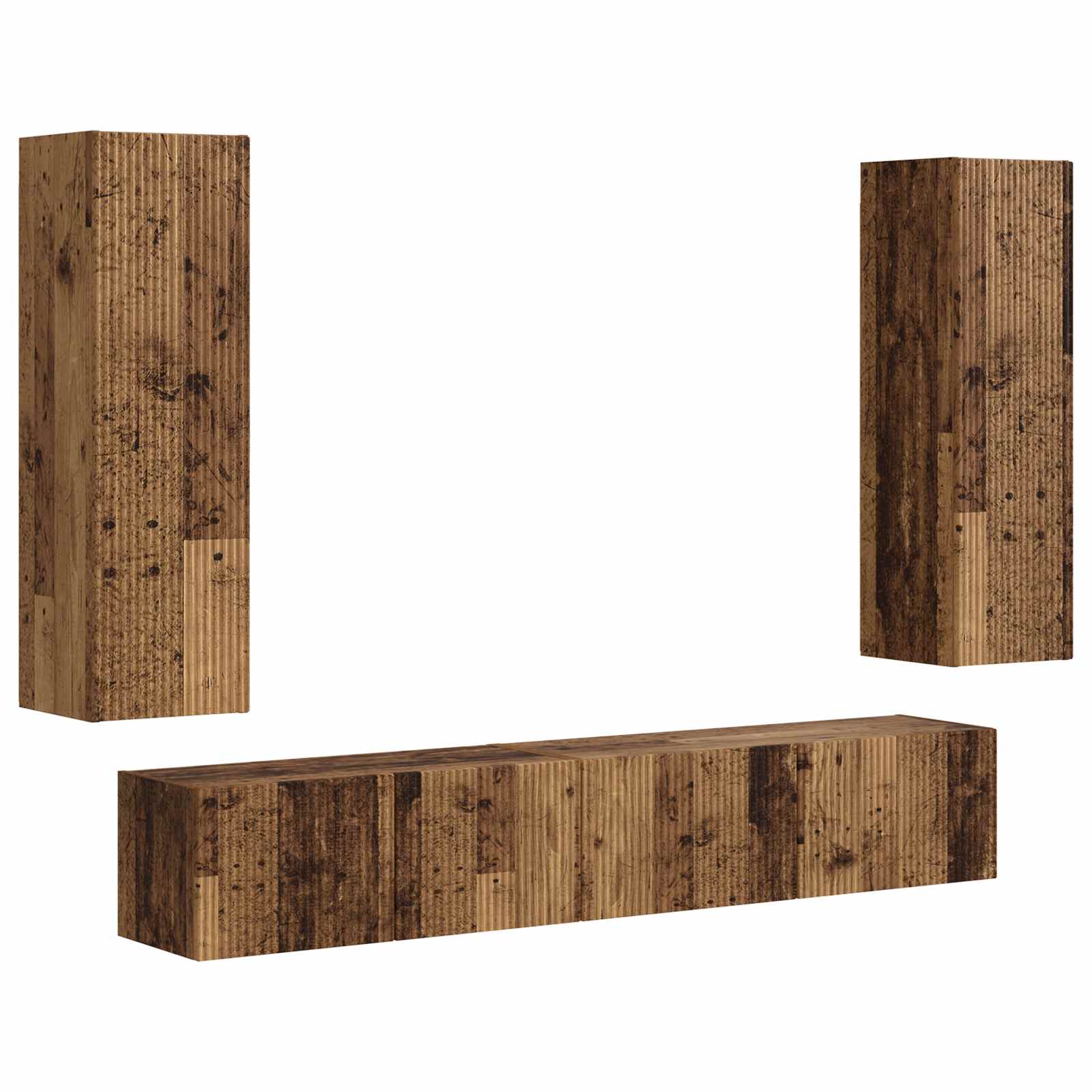 Tv-meubelset Wandgemonteerd 3 pcs Oudhout Bewerkt hout is nu te koop bij PeponiXL, paradijselijk wonen!
