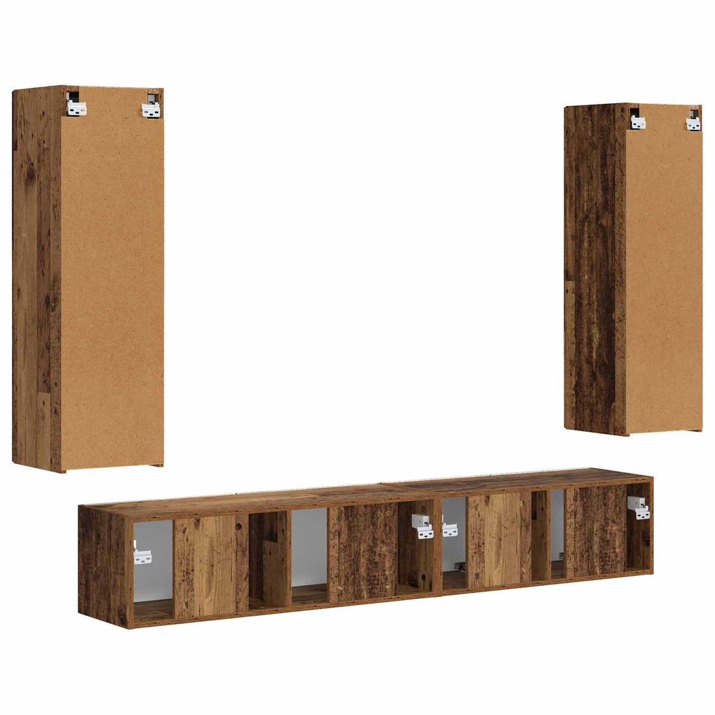 Tv-meubelset Wandgemonteerd 3 pcs Oudhout Bewerkt hout is nu te koop bij PeponiXL, paradijselijk wonen!