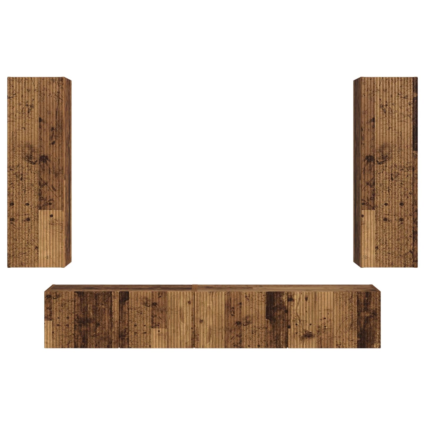 Tv-meubelset Wandgemonteerd 3 pcs Oudhout Bewerkt hout is nu te koop bij PeponiXL, paradijselijk wonen!