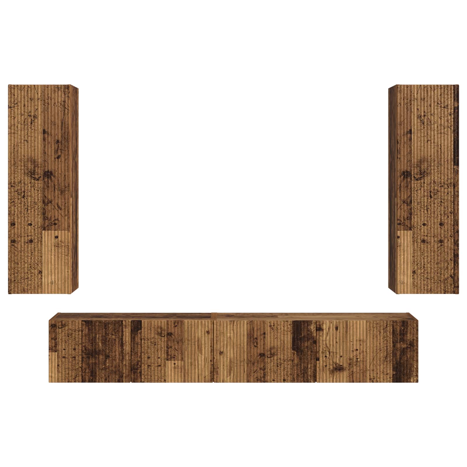 Tv-meubelset Wandgemonteerd 3 pcs Oudhout Bewerkt hout is nu te koop bij PeponiXL, paradijselijk wonen!