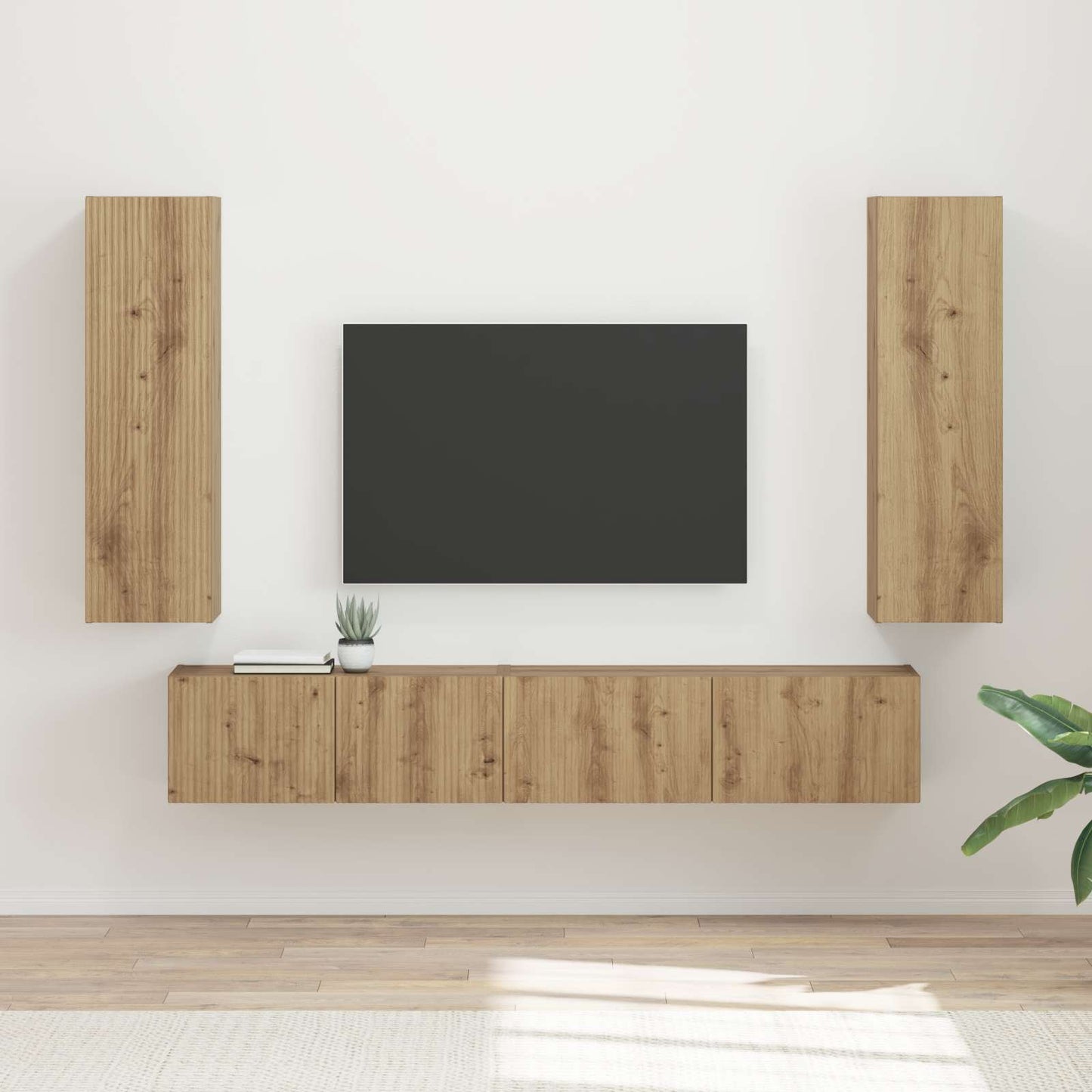 Tv-meubelset 3 pcs Artisan Eiken Bewerkt hout is nu te koop bij PeponiXL, paradijselijk wonen!