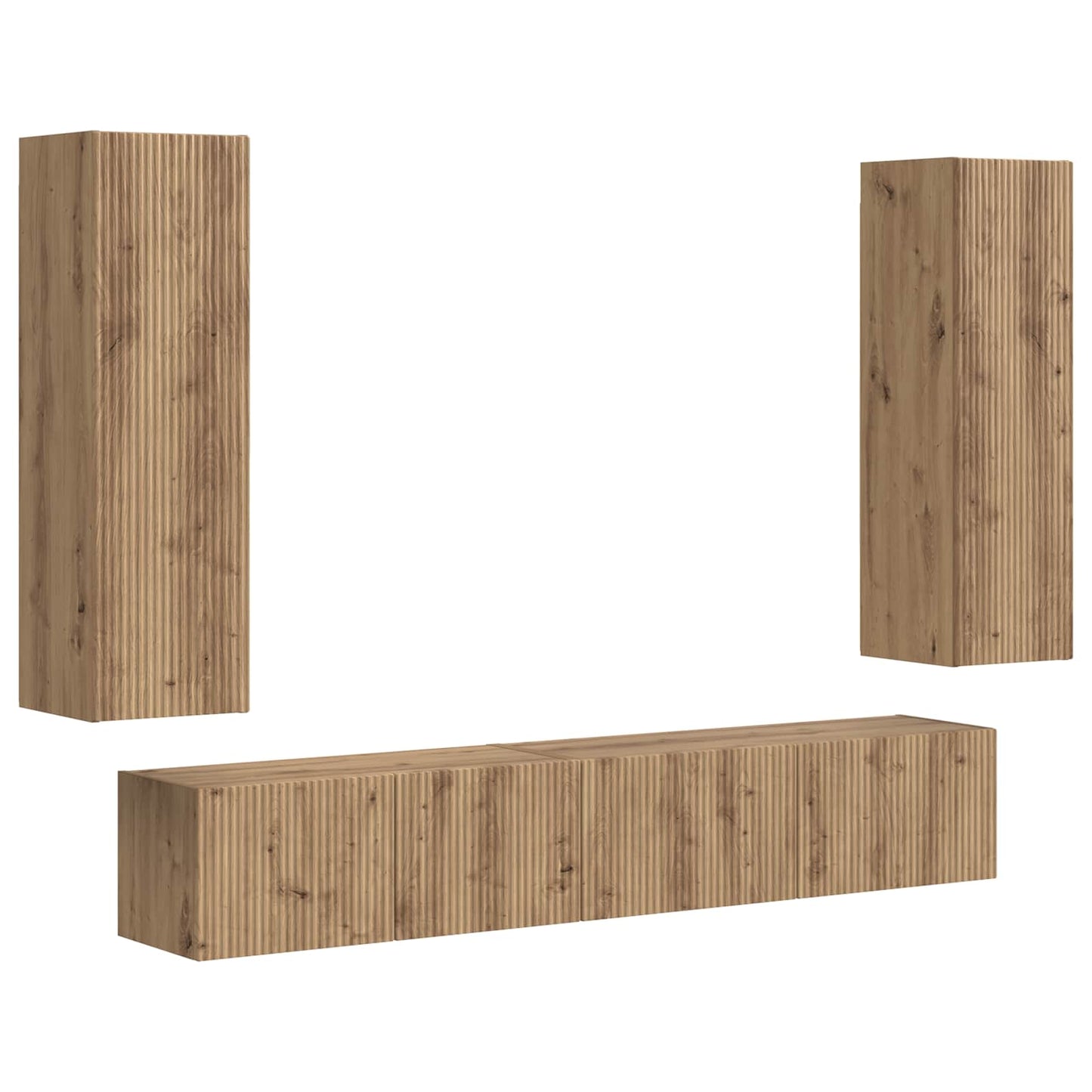 Tv-meubelset 3 pcs Artisan Eiken Bewerkt hout is nu te koop bij PeponiXL, paradijselijk wonen!