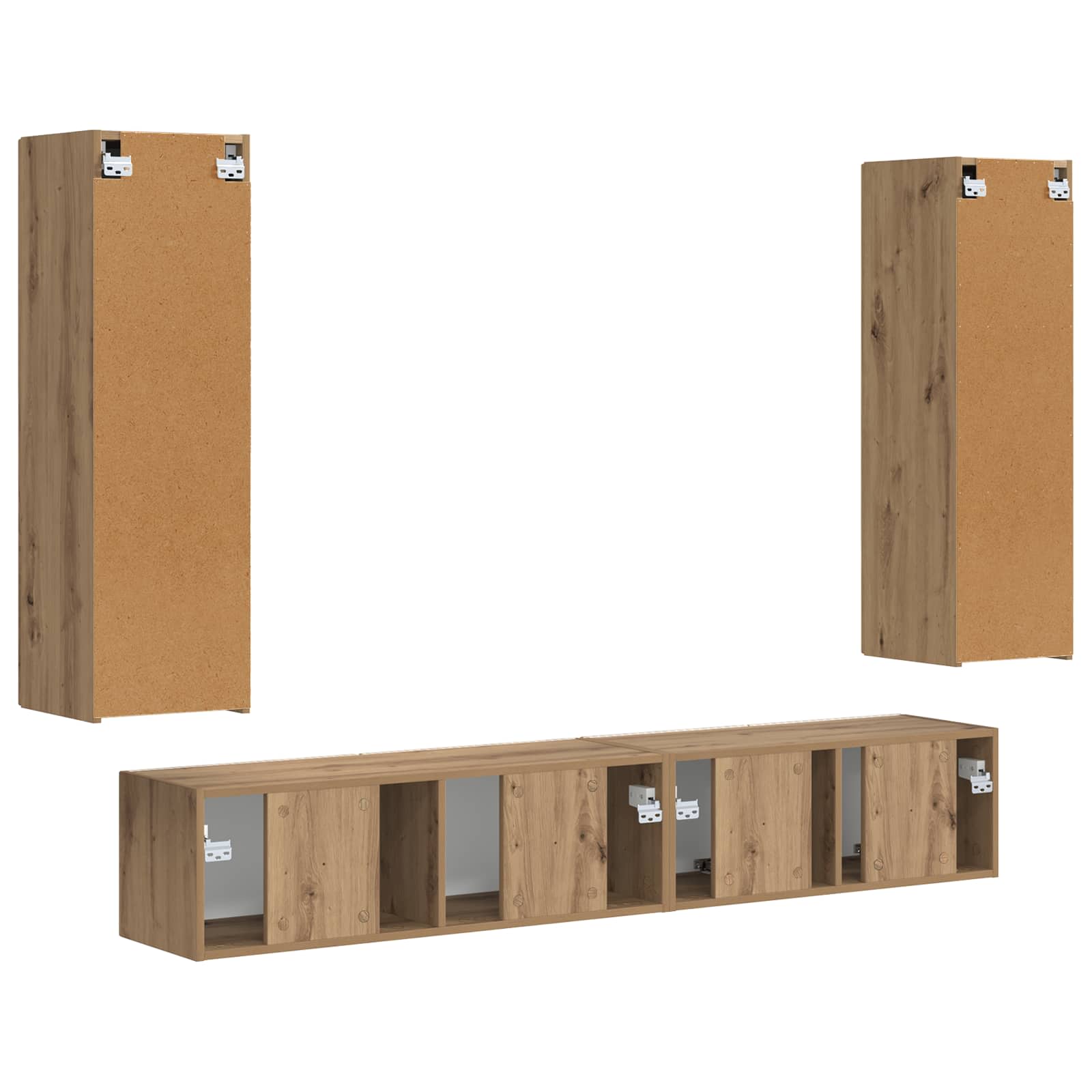 Tv-meubelset 3 pcs Artisan Eiken Bewerkt hout is nu te koop bij PeponiXL, paradijselijk wonen!
