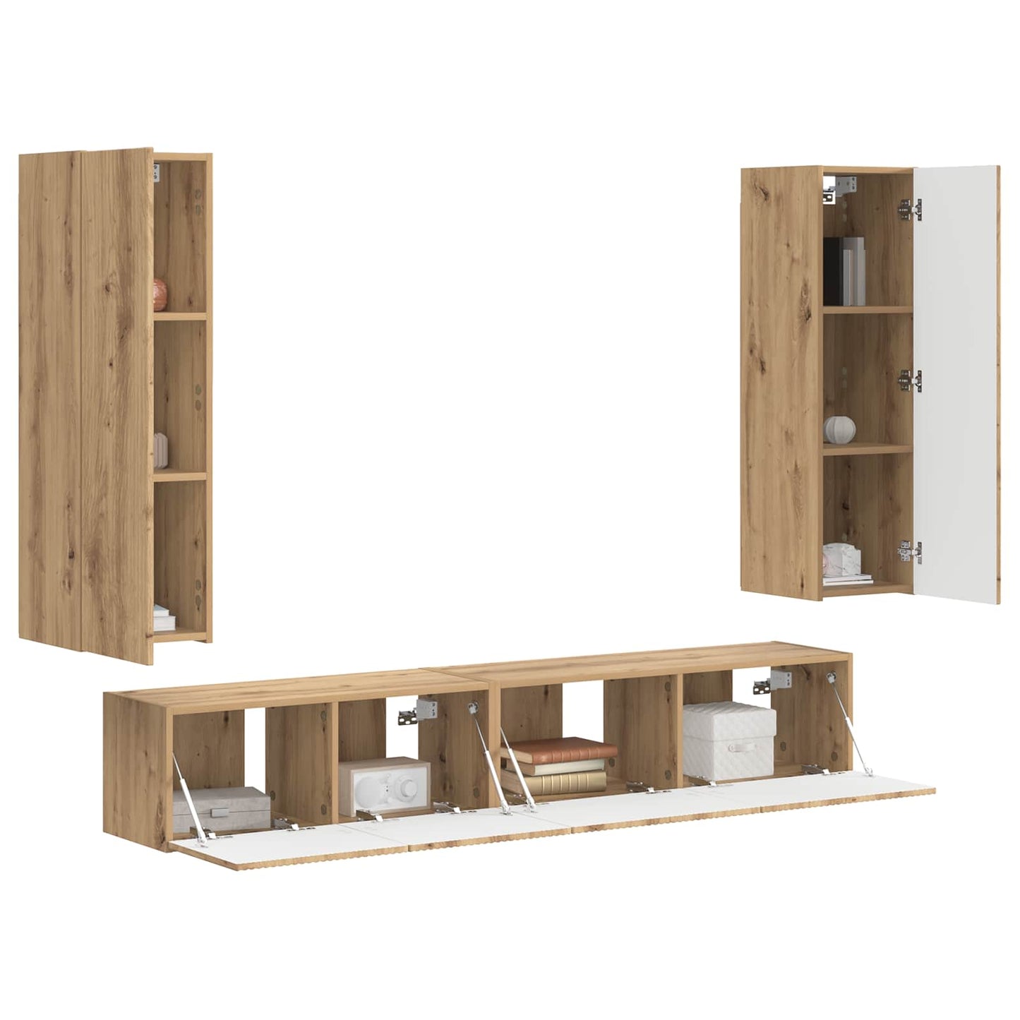 Tv-meubelset 3 pcs Artisan Eiken Bewerkt hout is nu te koop bij PeponiXL, paradijselijk wonen!