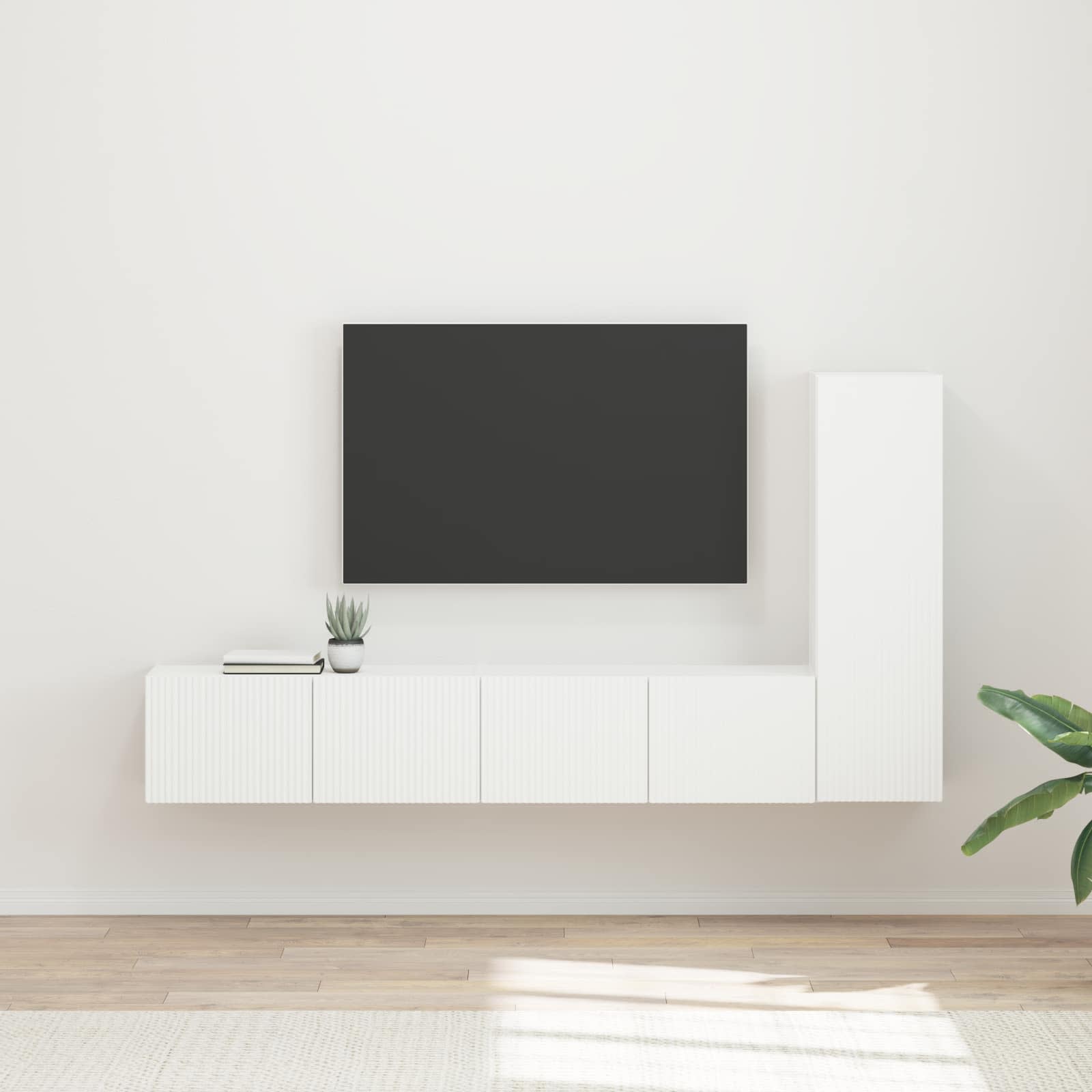 Tv-meubelset Wandgemonteerd 3 pcs Wit Bewerkt hout is nu te koop bij PeponiXL, paradijselijk wonen!