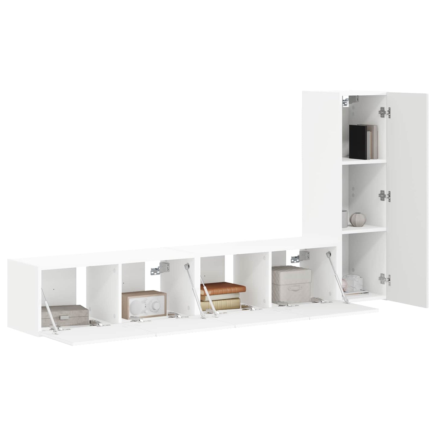 Tv-meubelset Wandgemonteerd 3 pcs Wit Bewerkt hout is nu te koop bij PeponiXL, paradijselijk wonen!