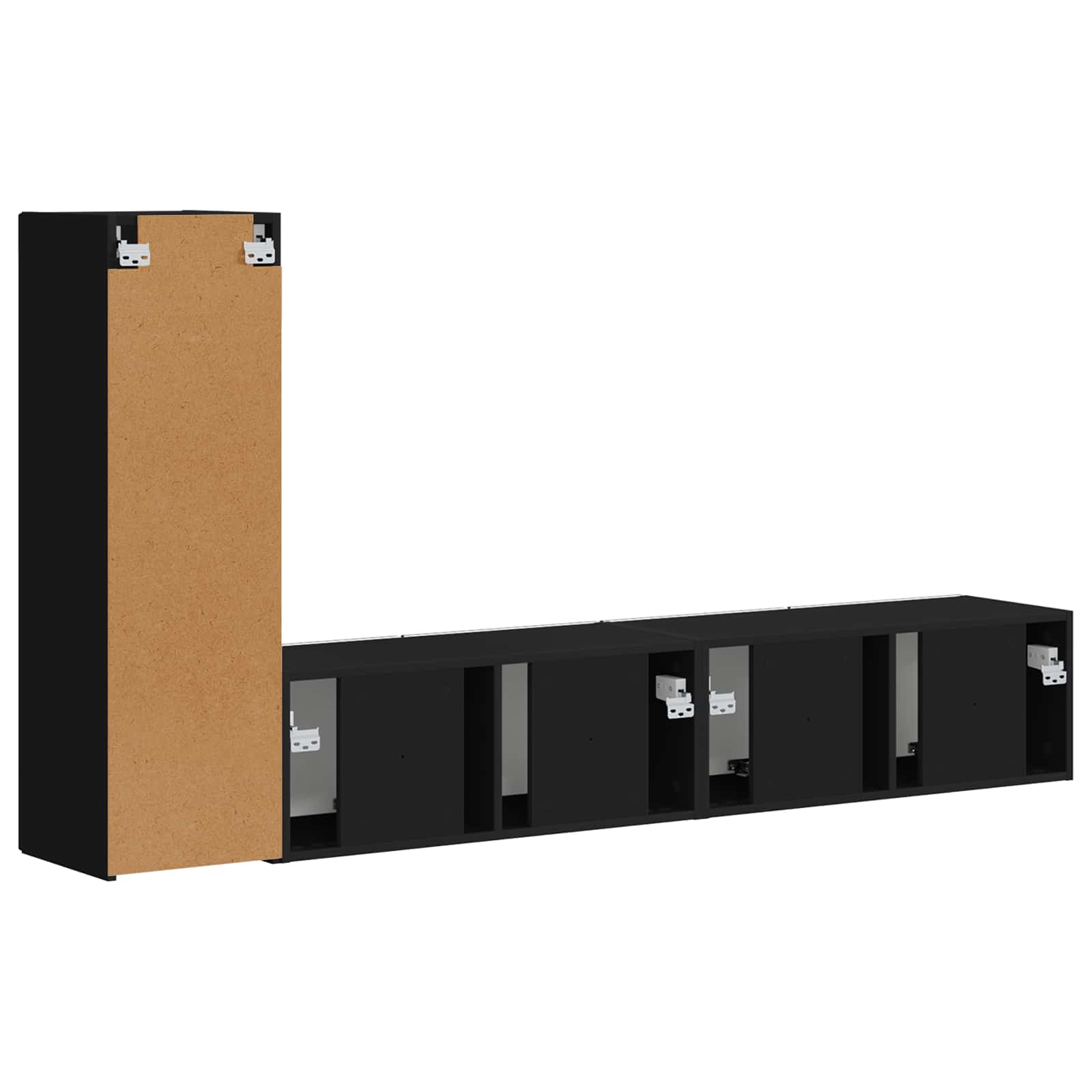 Tv-meubelset Wandgemonteerd 3 pcs Zwart Bewerkt hout is nu te koop bij PeponiXL, paradijselijk wonen!