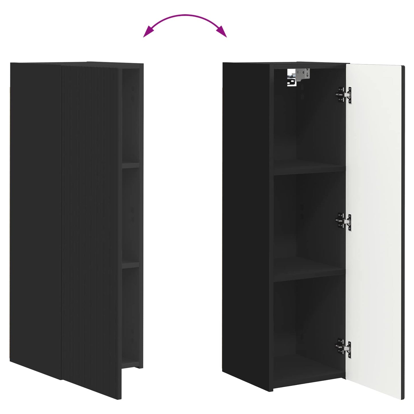 Tv-meubelset Wandgemonteerd 3 pcs Zwart Bewerkt hout is nu te koop bij PeponiXL, paradijselijk wonen!