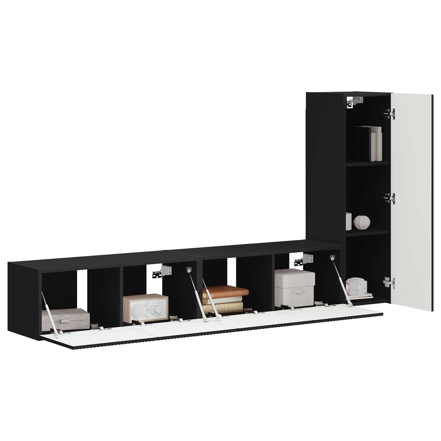 Tv-meubelset Wandgemonteerd 3 pcs Zwart Bewerkt hout is nu te koop bij PeponiXL, paradijselijk wonen!