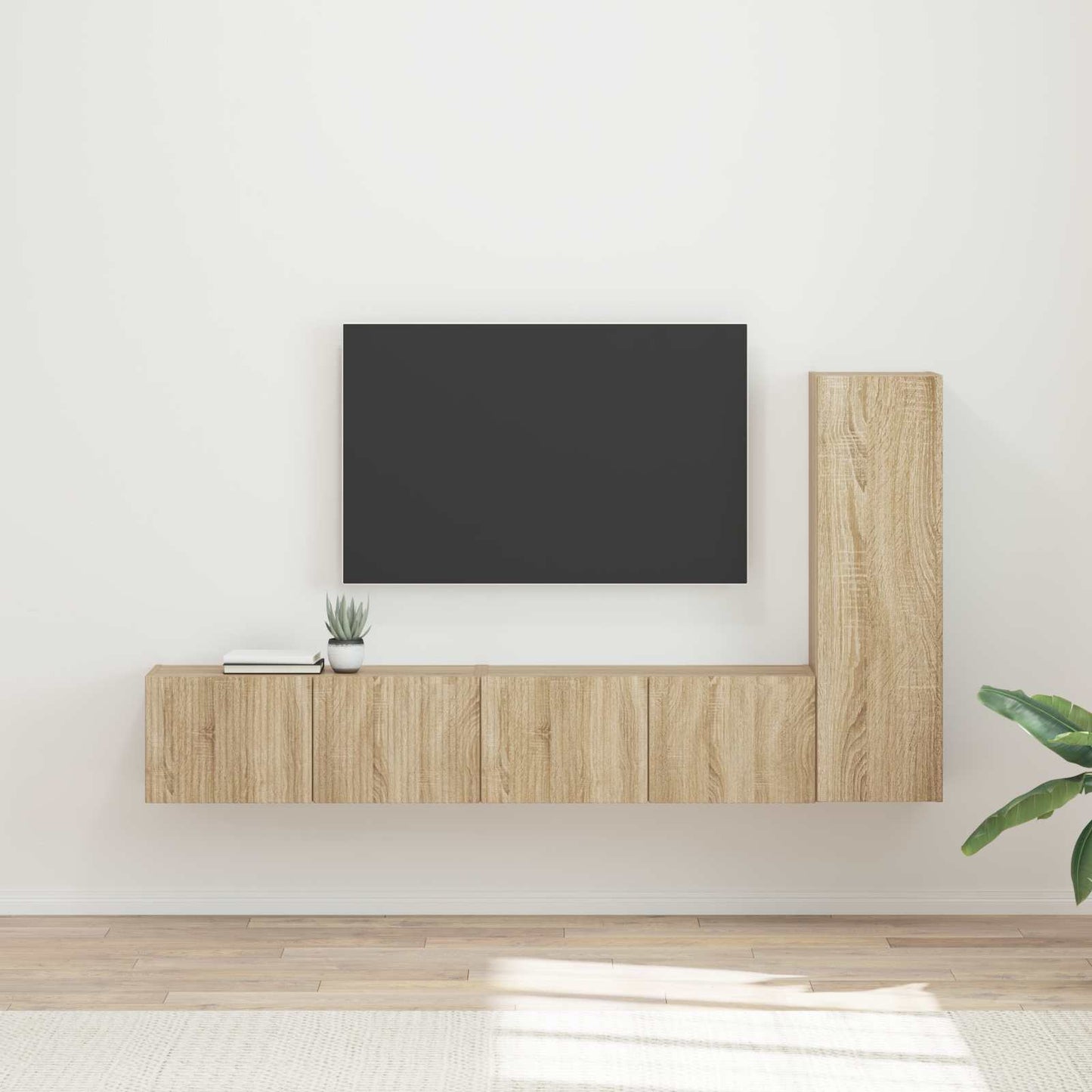 Tv-meubelset Wandgemonteerd 3 pcs Sonoma Eiken Bewerkt hout is nu te koop bij PeponiXL, paradijselijk wonen!