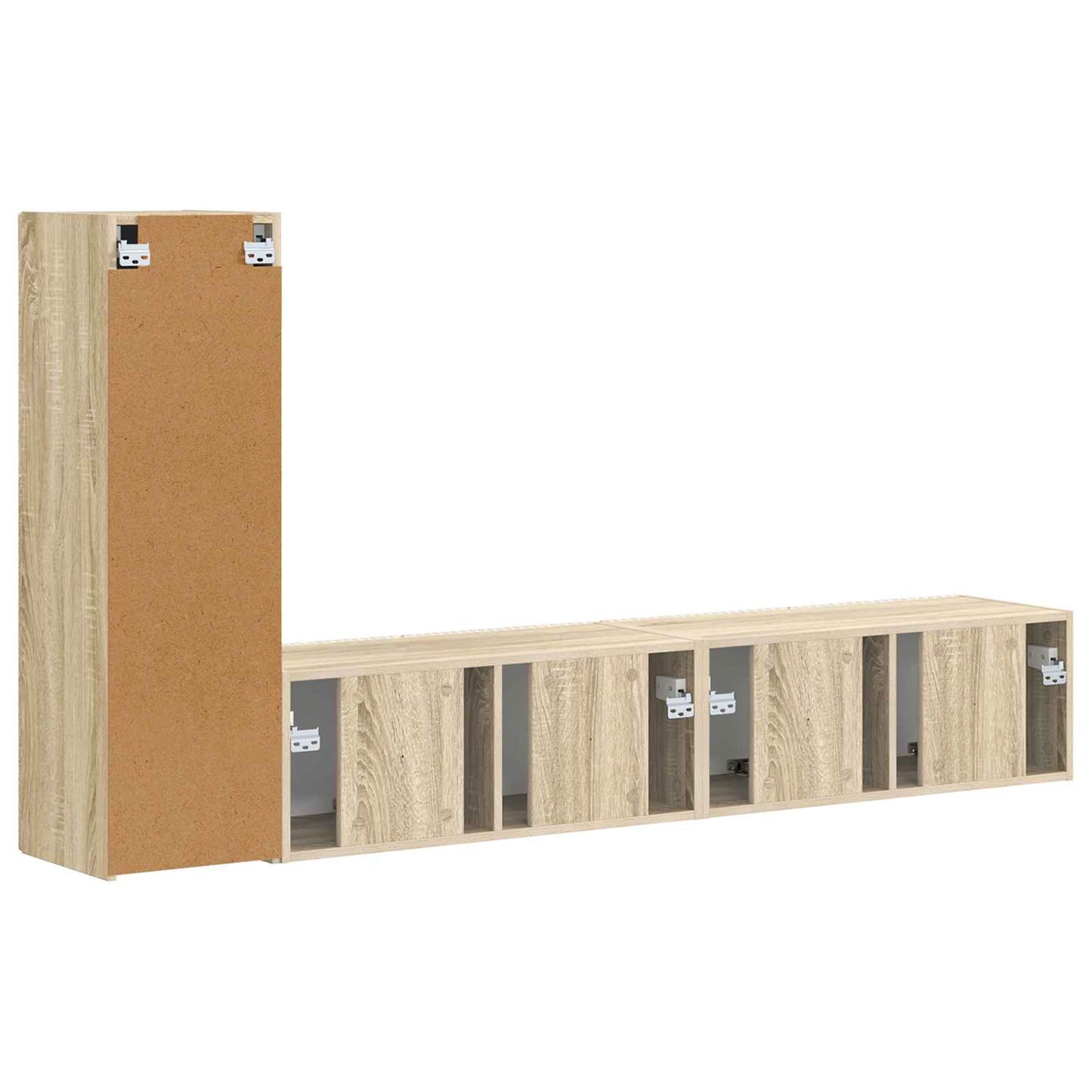 Tv-meubelset Wandgemonteerd 3 pcs Sonoma Eiken Bewerkt hout is nu te koop bij PeponiXL, paradijselijk wonen!