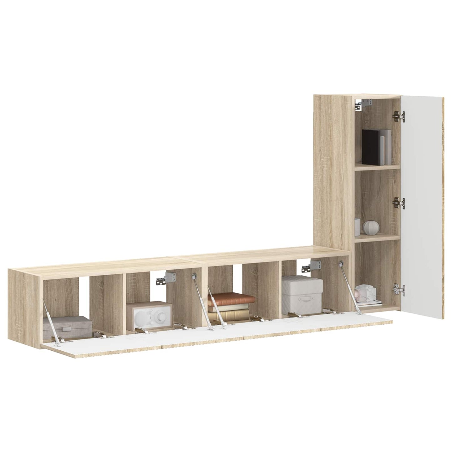 Tv-meubelset Wandgemonteerd 3 pcs Sonoma Eiken Bewerkt hout is nu te koop bij PeponiXL, paradijselijk wonen!