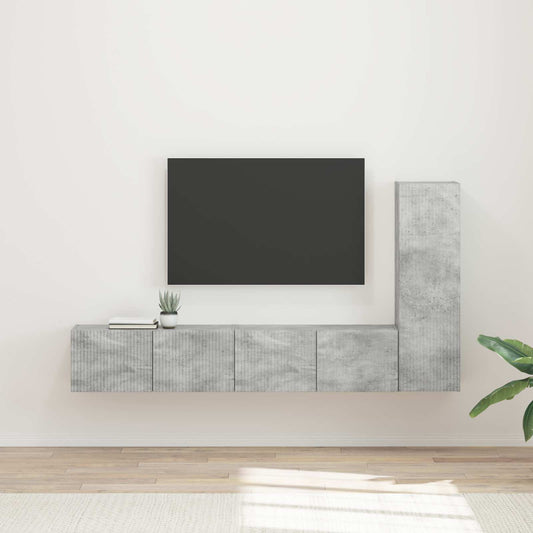 Tv-meubelset Wandgemonteerd 3 pcs Beton Grijs Bewerkt hout is nu te koop bij PeponiXL, paradijselijk wonen!