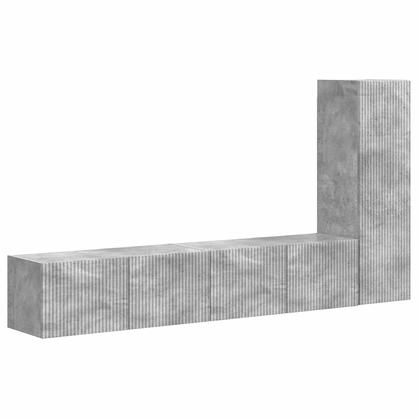 Tv-meubelset Wandgemonteerd 3 pcs Beton Grijs Bewerkt hout is nu te koop bij PeponiXL, paradijselijk wonen!