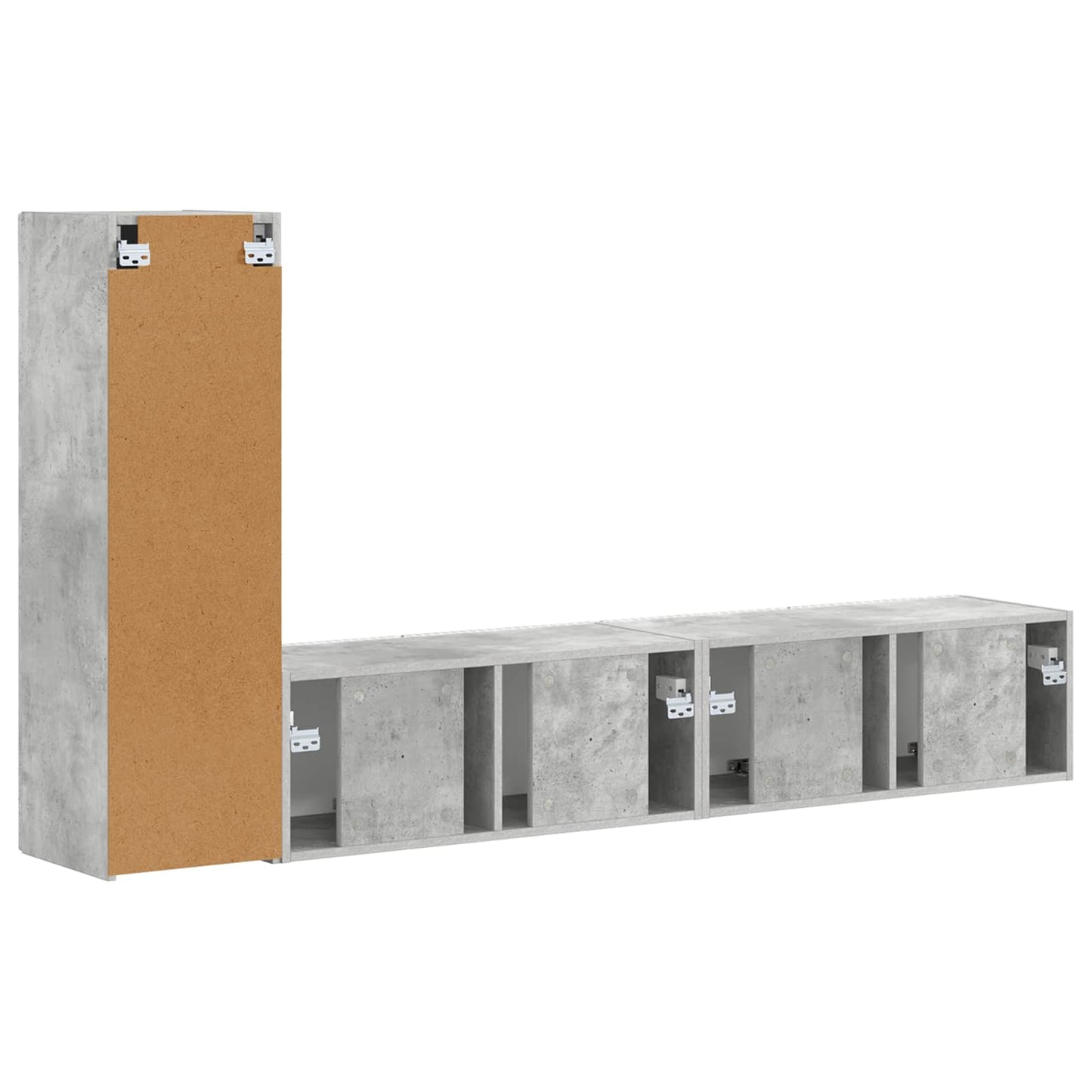 Tv-meubelset Wandgemonteerd 3 pcs Beton Grijs Bewerkt hout is nu te koop bij PeponiXL, paradijselijk wonen!