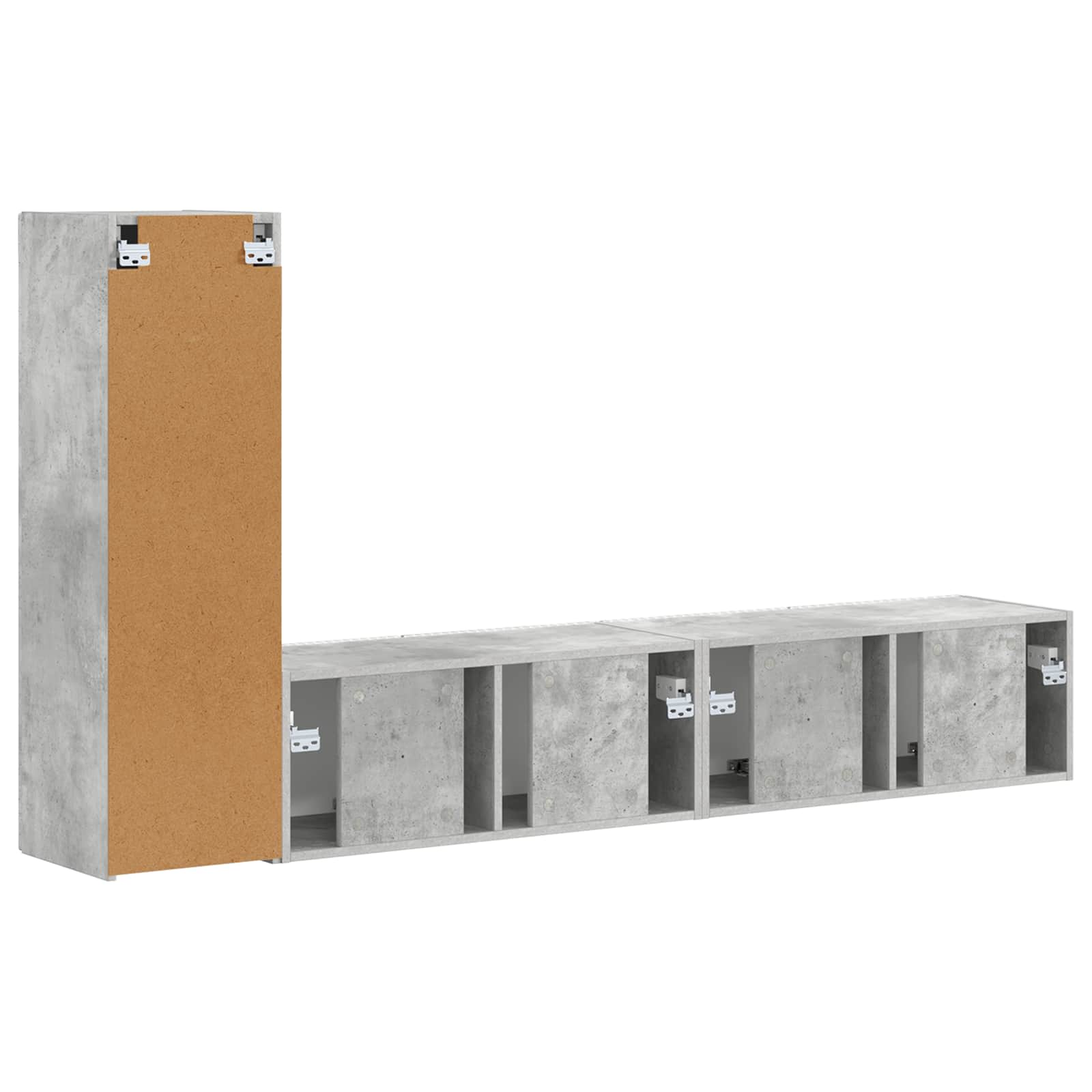 Tv-meubelset Wandgemonteerd 3 pcs Beton Grijs Bewerkt hout is nu te koop bij PeponiXL, paradijselijk wonen!