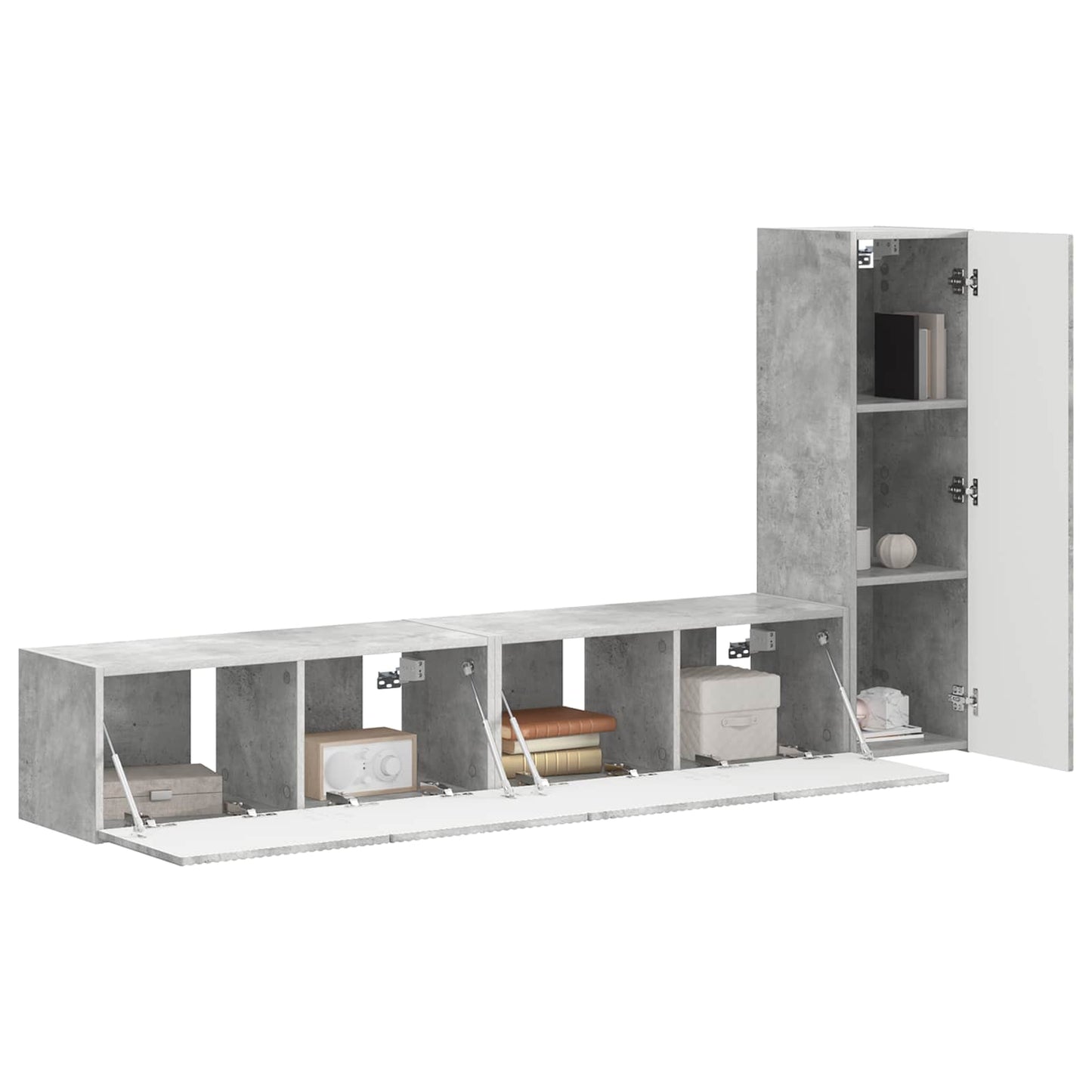 Tv-meubelset Wandgemonteerd 3 pcs Beton Grijs Bewerkt hout is nu te koop bij PeponiXL, paradijselijk wonen!