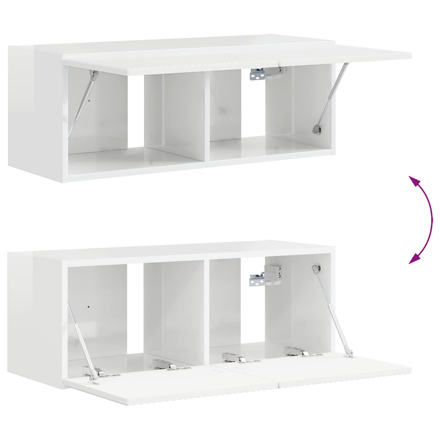 Tv-meubelset Wandgemonteerd 3 pcs Hoogglans wit Bewerkt hout is nu te koop bij PeponiXL, paradijselijk wonen!
