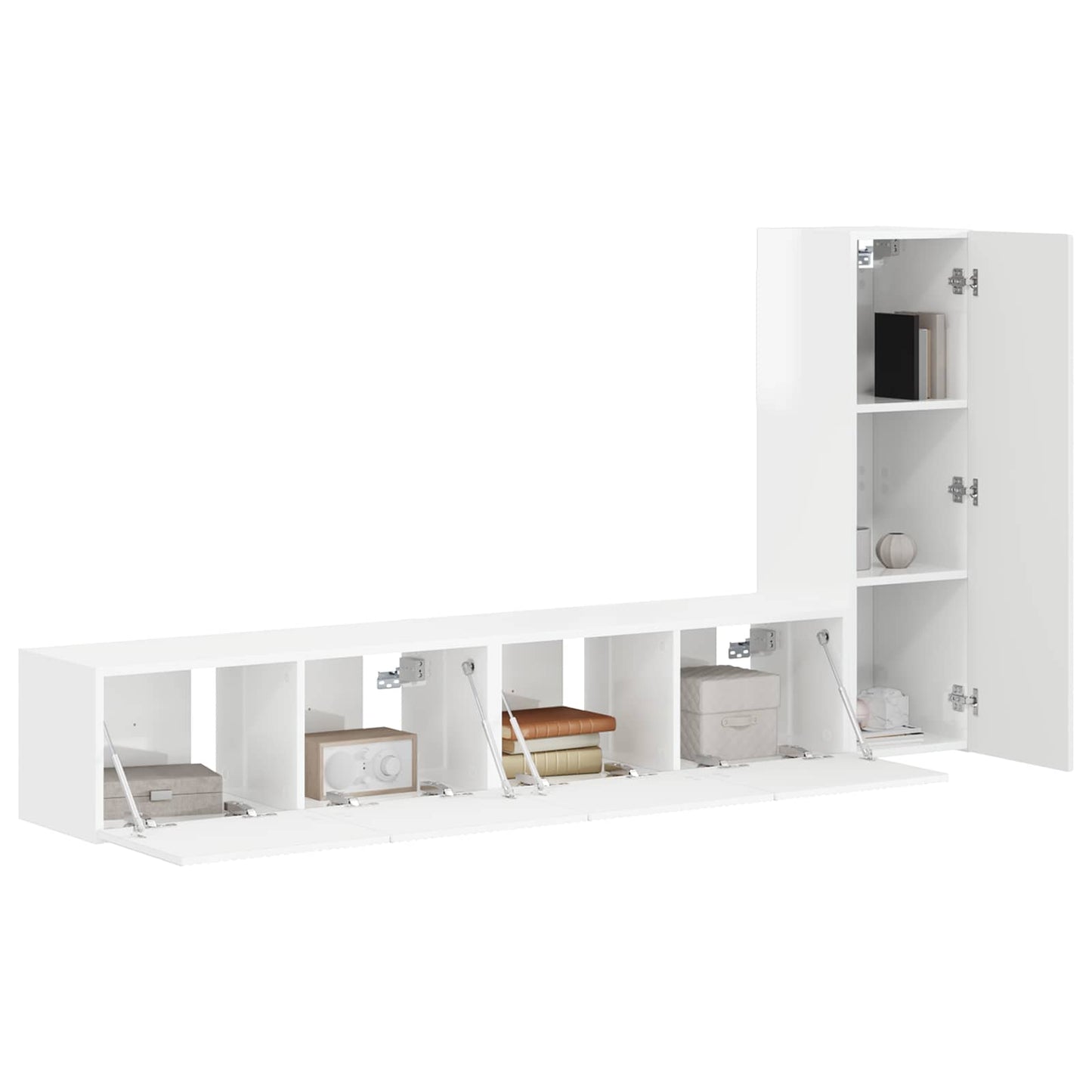 Tv-meubelset Wandgemonteerd 3 pcs Hoogglans wit Bewerkt hout is nu te koop bij PeponiXL, paradijselijk wonen!