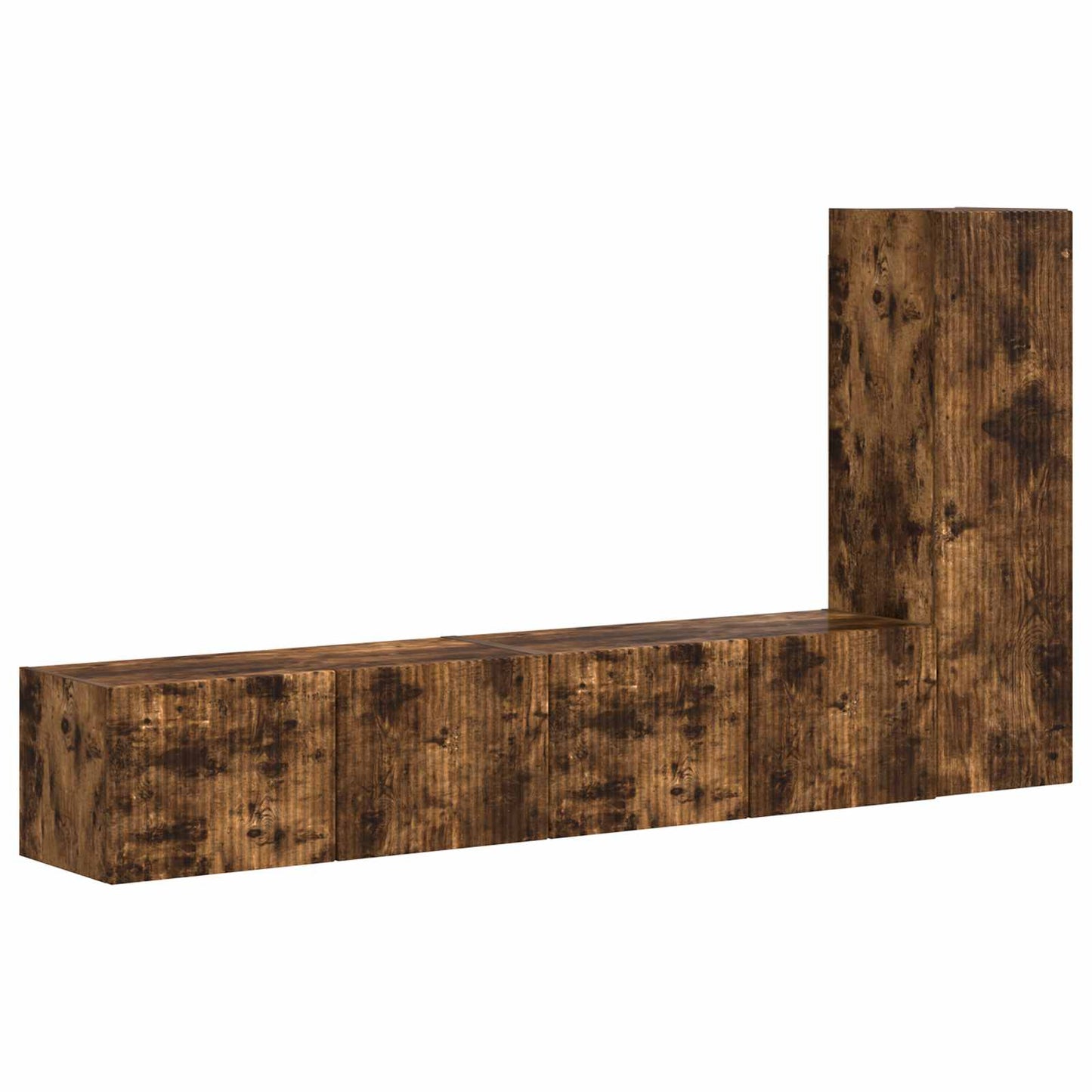 Tv-meubelset Wandgemonteerd 3 pcs Gerookt eiken Bewerkt hout is nu te koop bij PeponiXL, paradijselijk wonen!