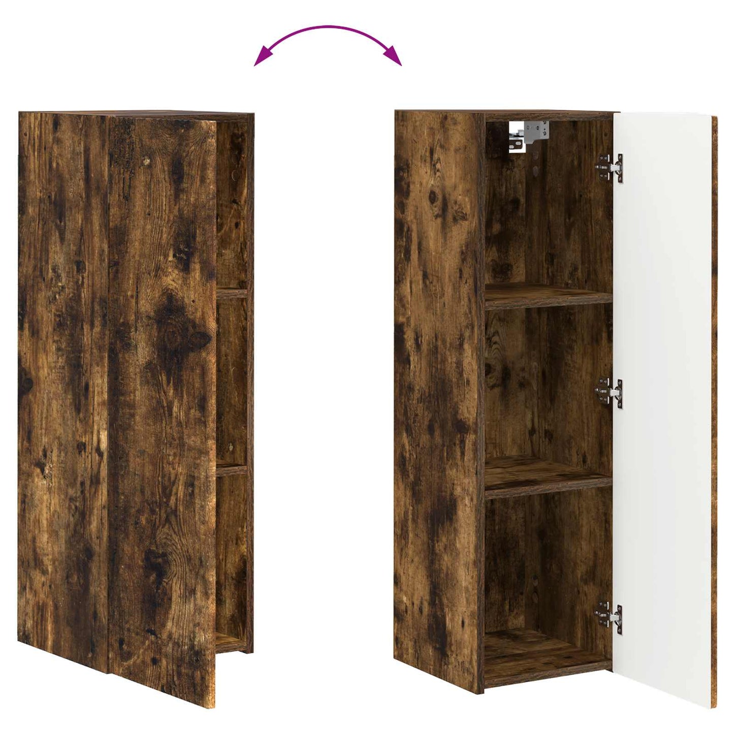 Tv-meubelset Wandgemonteerd 3 pcs Gerookt eiken Bewerkt hout is nu te koop bij PeponiXL, paradijselijk wonen!