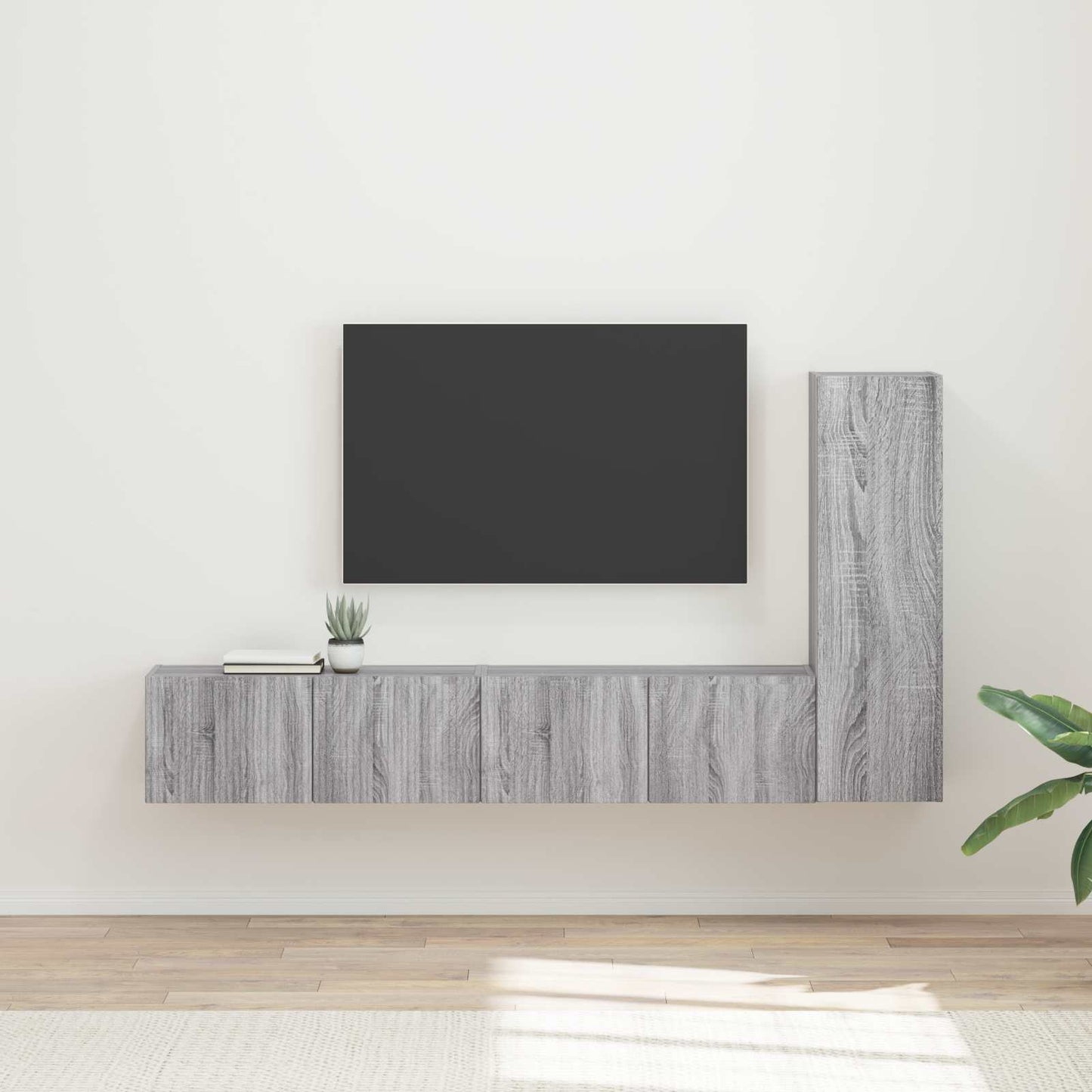Tv-meubelset Wandgemonteerd 3 pcs Grijs Sonoma Bewerkt hout is nu te koop bij PeponiXL, paradijselijk wonen!