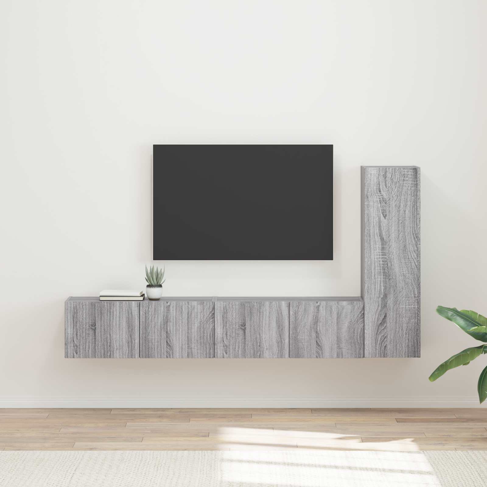 Tv-meubelset Wandgemonteerd 3 pcs Grijs Sonoma Bewerkt hout is nu te koop bij PeponiXL, paradijselijk wonen!