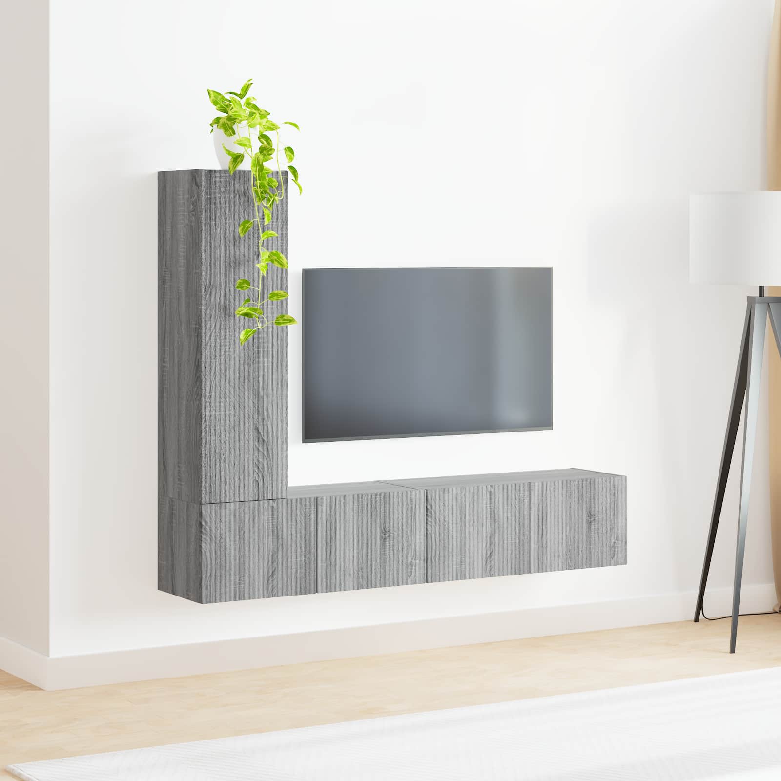 Tv-meubelset Wandgemonteerd 3 pcs Grijs Sonoma Bewerkt hout is nu te koop bij PeponiXL, paradijselijk wonen!