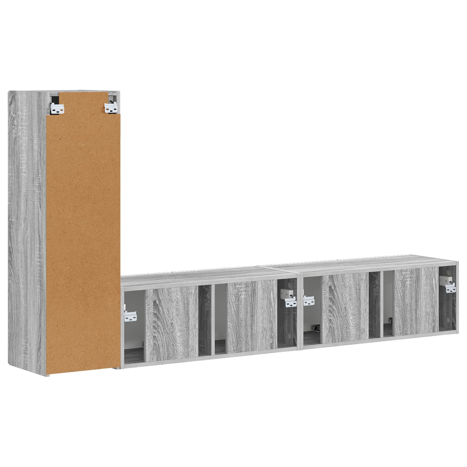 Tv-meubelset Wandgemonteerd 3 pcs Grijs Sonoma Bewerkt hout is nu te koop bij PeponiXL, paradijselijk wonen!