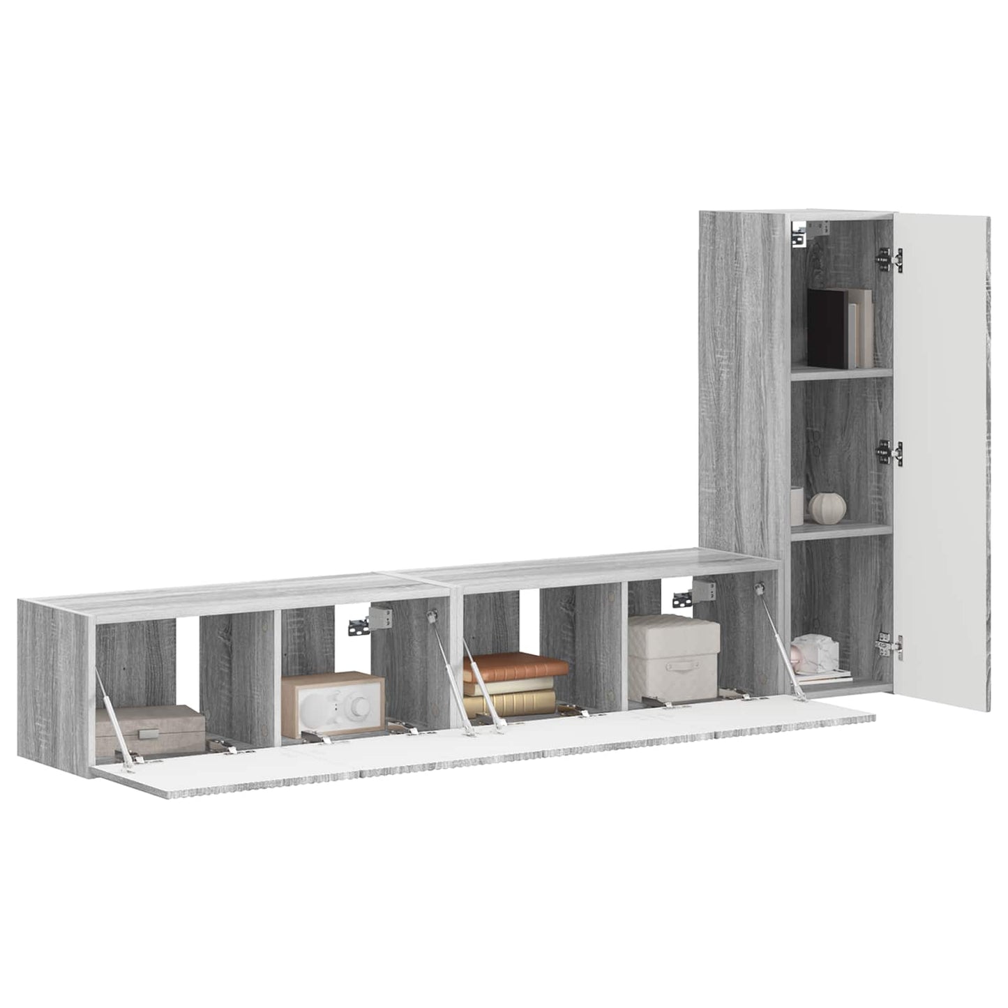 Tv-meubelset Wandgemonteerd 3 pcs Grijs Sonoma Bewerkt hout is nu te koop bij PeponiXL, paradijselijk wonen!