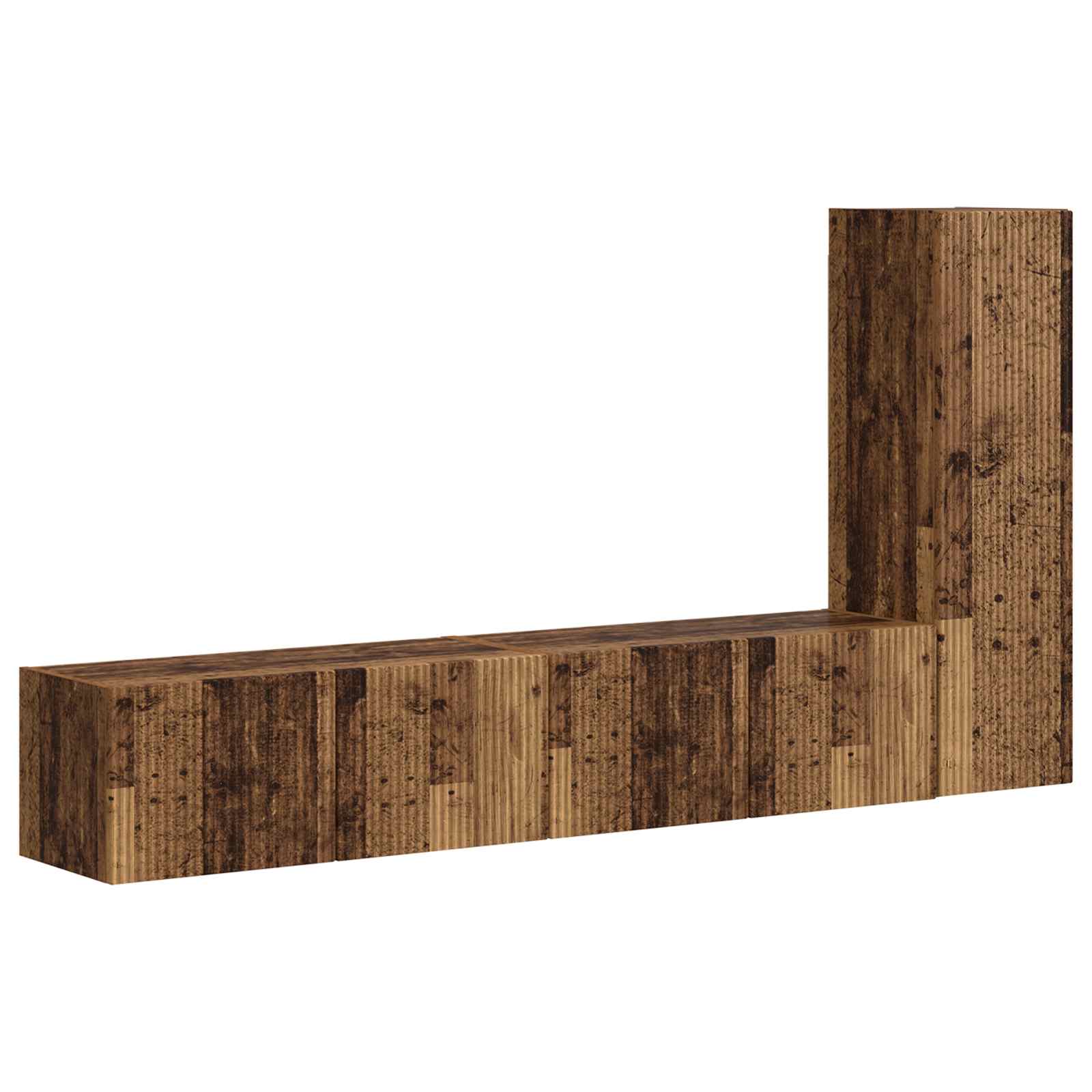 Tv-meubelset Wandgemonteerd 3 pcs Oudhout Bewerkt hout is nu te koop bij PeponiXL, paradijselijk wonen!