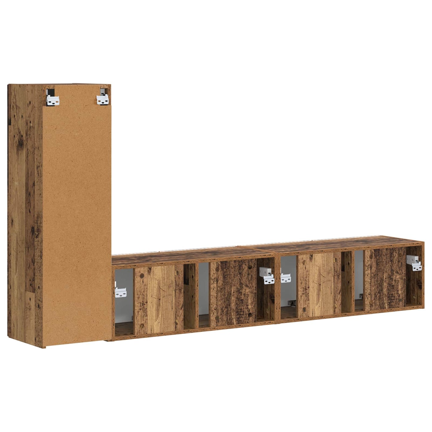 Tv-meubelset Wandgemonteerd 3 pcs Oudhout Bewerkt hout is nu te koop bij PeponiXL, paradijselijk wonen!