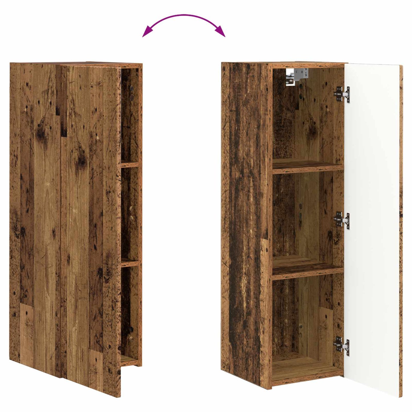 Tv-meubelset Wandgemonteerd 3 pcs Oudhout Bewerkt hout is nu te koop bij PeponiXL, paradijselijk wonen!