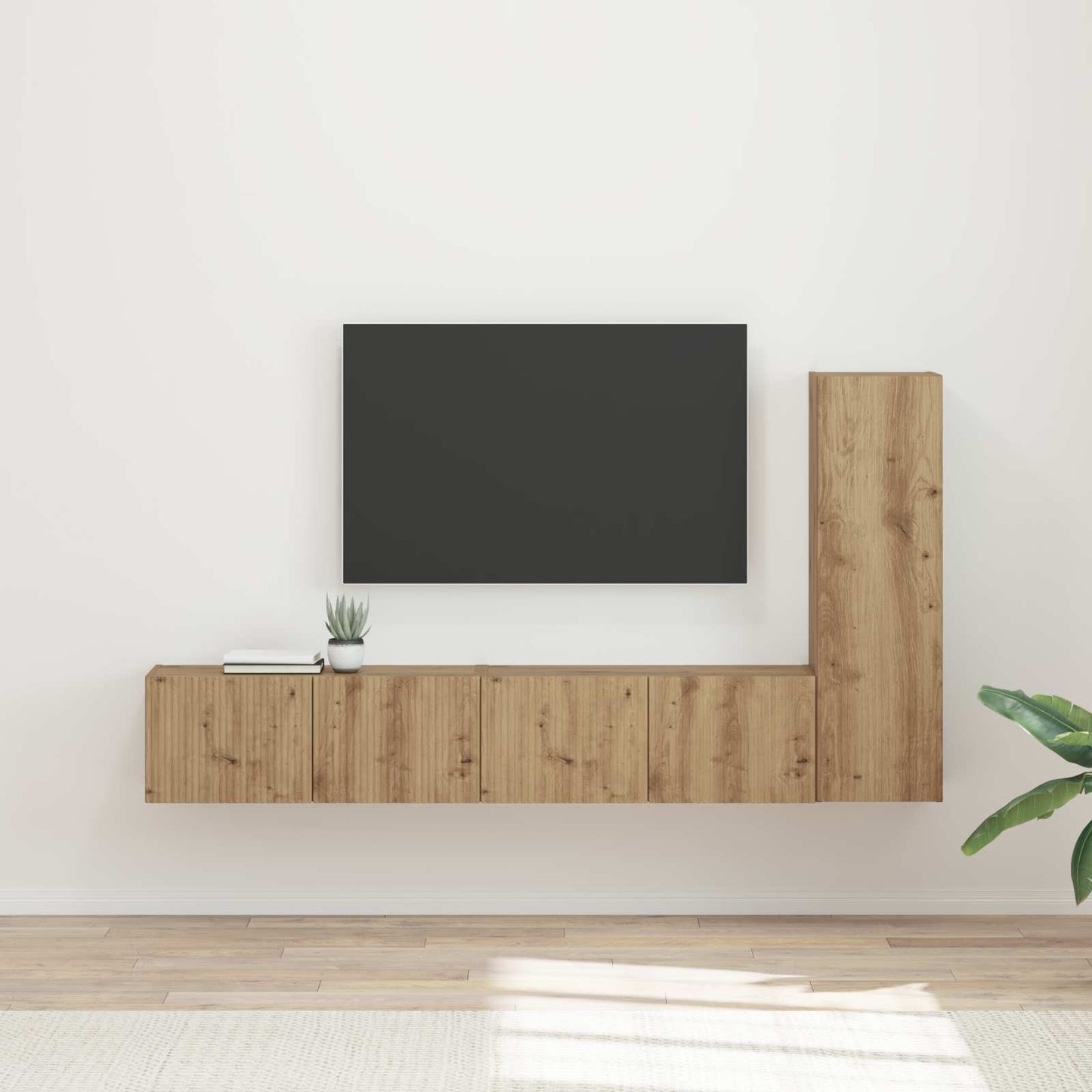 Tv-meubelset Wandgemonteerd 3 pcs Artisan Eiken Bewerkt hout is nu te koop bij PeponiXL, paradijselijk wonen!