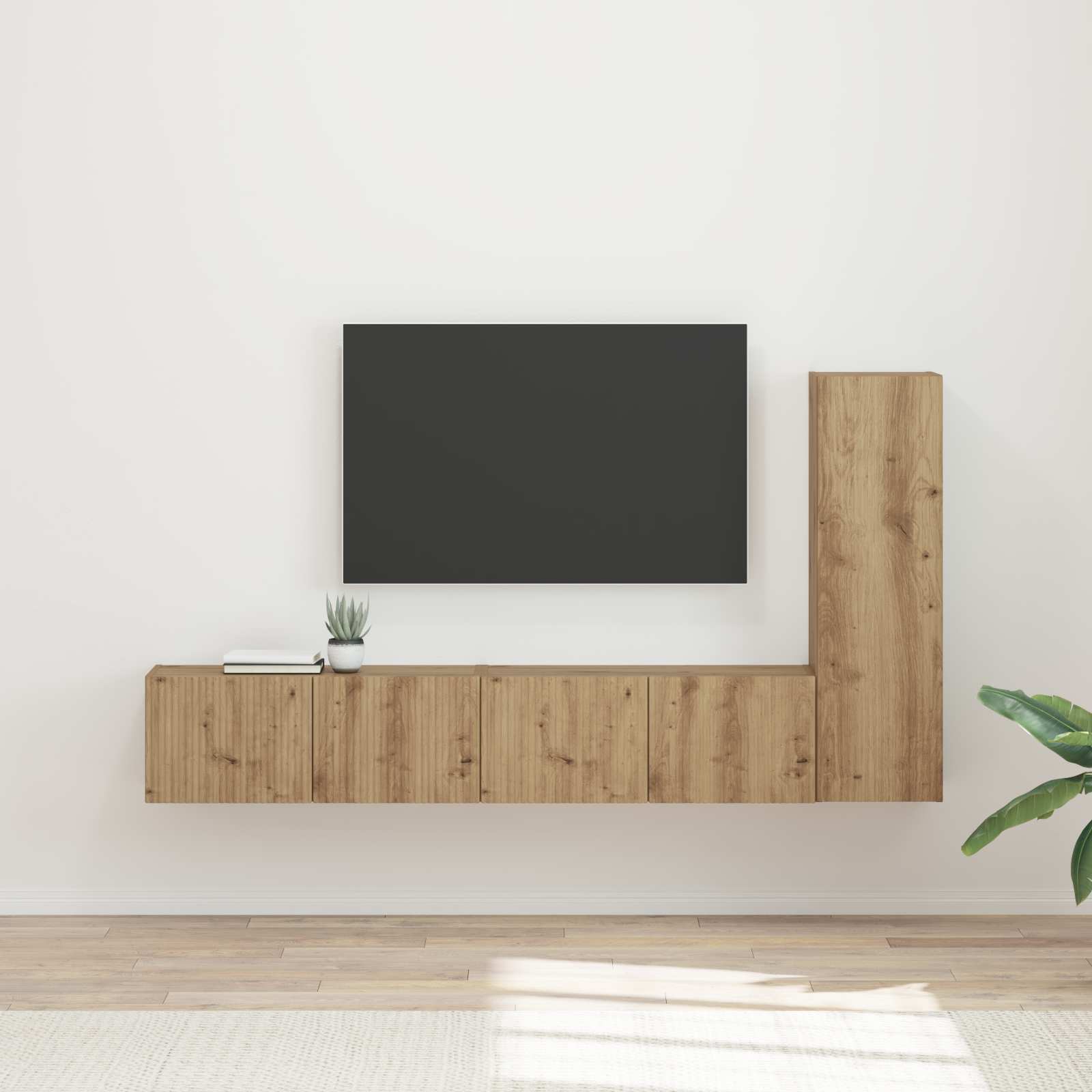 Tv-meubelset Wandgemonteerd 3 pcs Artisan Eiken Bewerkt hout is nu te koop bij PeponiXL, paradijselijk wonen!