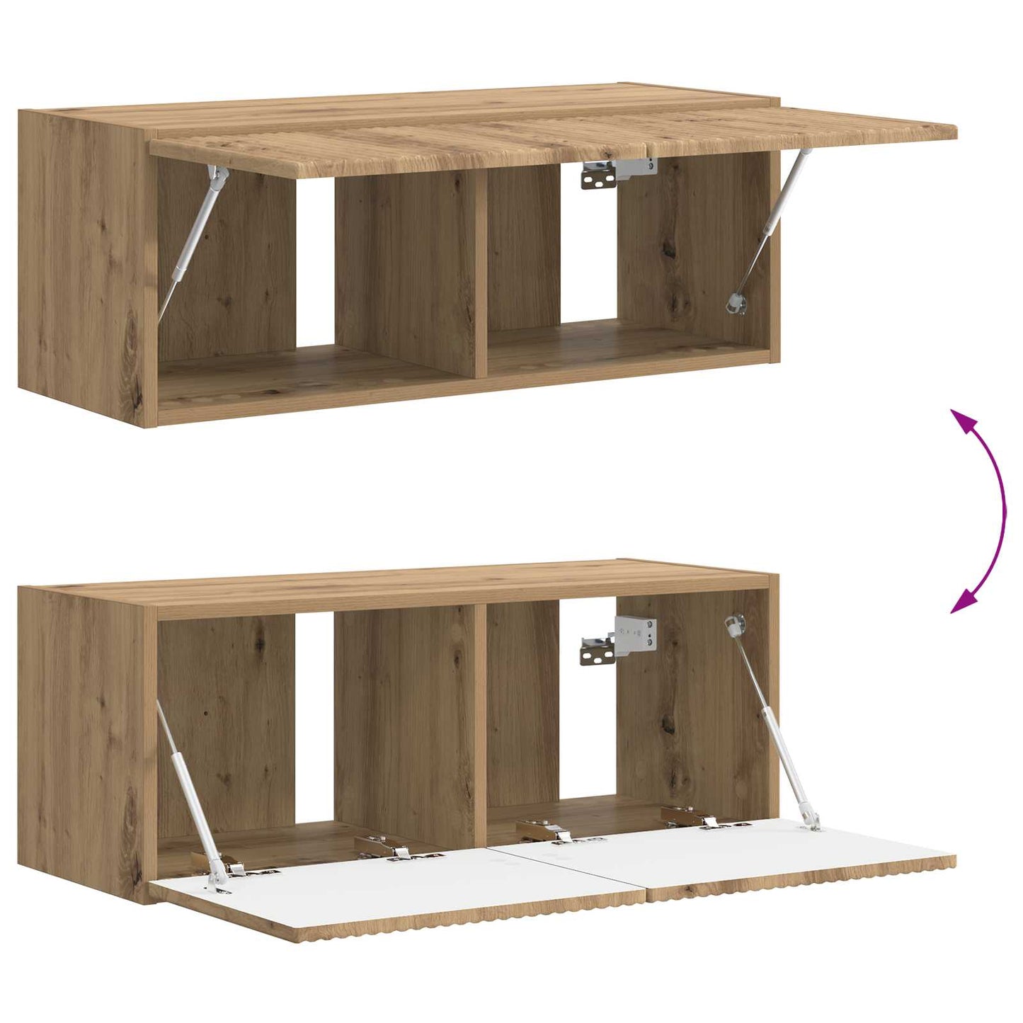 Tv-meubelset Wandgemonteerd 3 pcs Artisan Eiken Bewerkt hout is nu te koop bij PeponiXL, paradijselijk wonen!