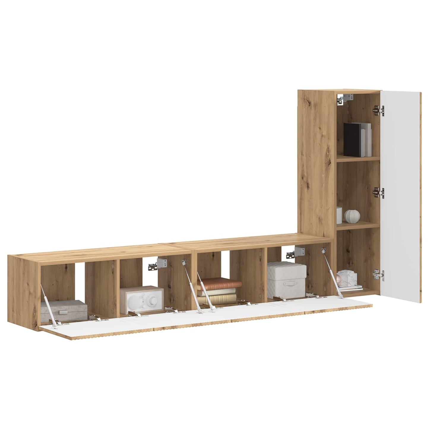 Tv-meubelset Wandgemonteerd 3 pcs Artisan Eiken Bewerkt hout is nu te koop bij PeponiXL, paradijselijk wonen!