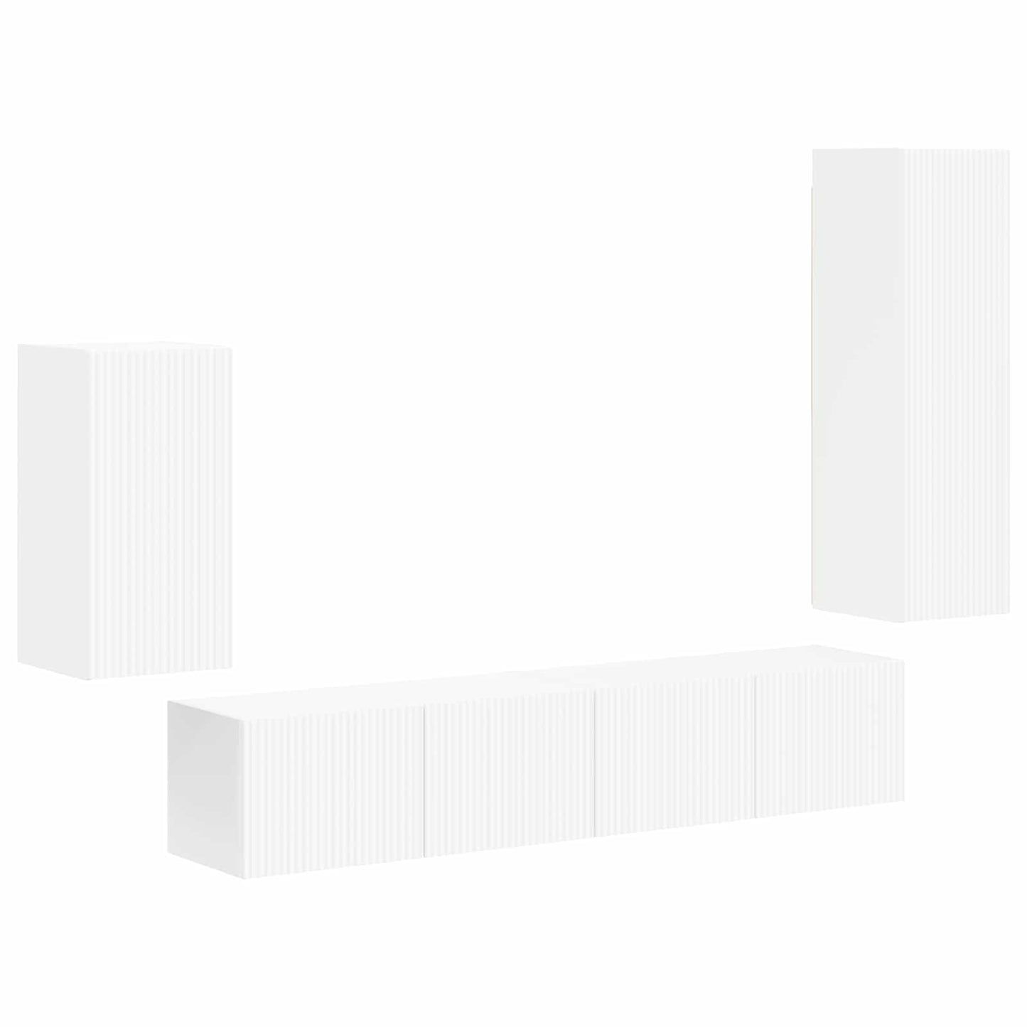 Tv-meubelset Wandgemonteerd 4 pcs Wit Bewerkt hout is nu te koop bij PeponiXL, paradijselijk wonen!