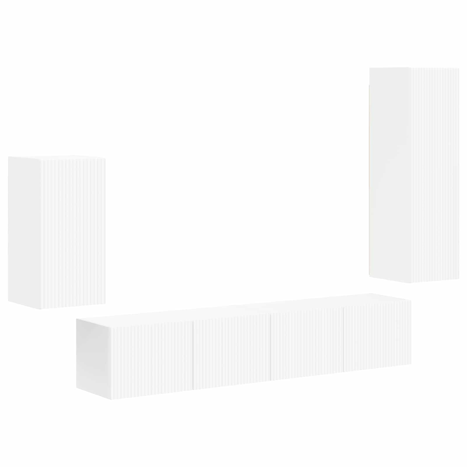 Tv-meubelset Wandgemonteerd 4 pcs Wit Bewerkt hout is nu te koop bij PeponiXL, paradijselijk wonen!