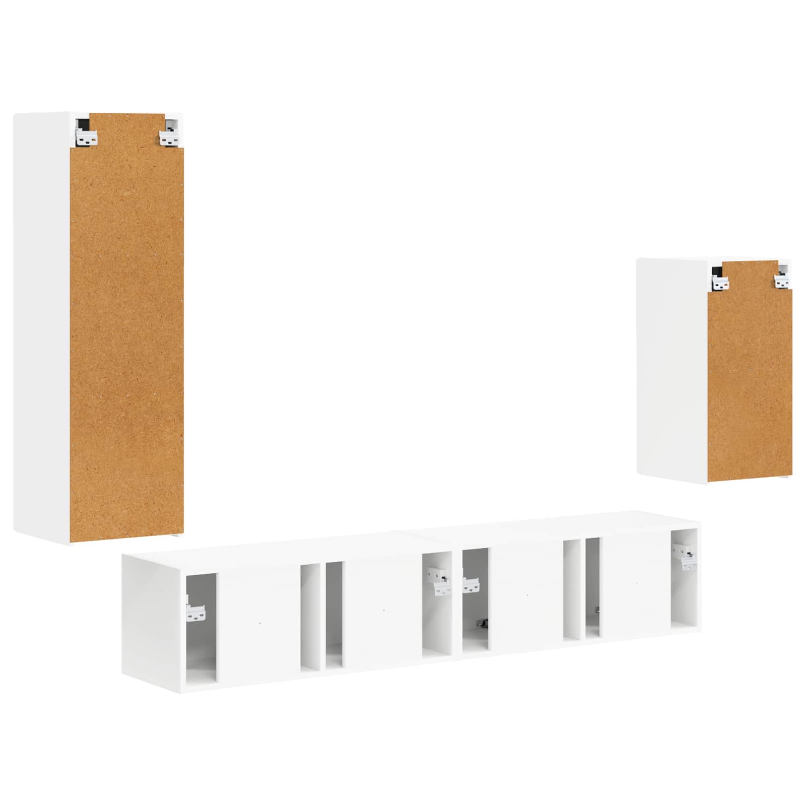 Tv-meubelset Wandgemonteerd 4 pcs Wit Bewerkt hout is nu te koop bij PeponiXL, paradijselijk wonen!