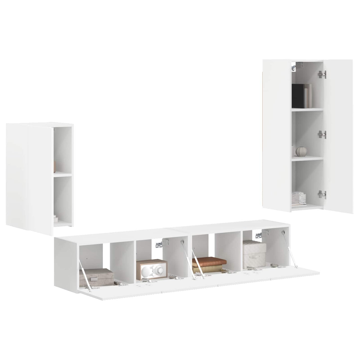 Tv-meubelset Wandgemonteerd 4 pcs Wit Bewerkt hout is nu te koop bij PeponiXL, paradijselijk wonen!