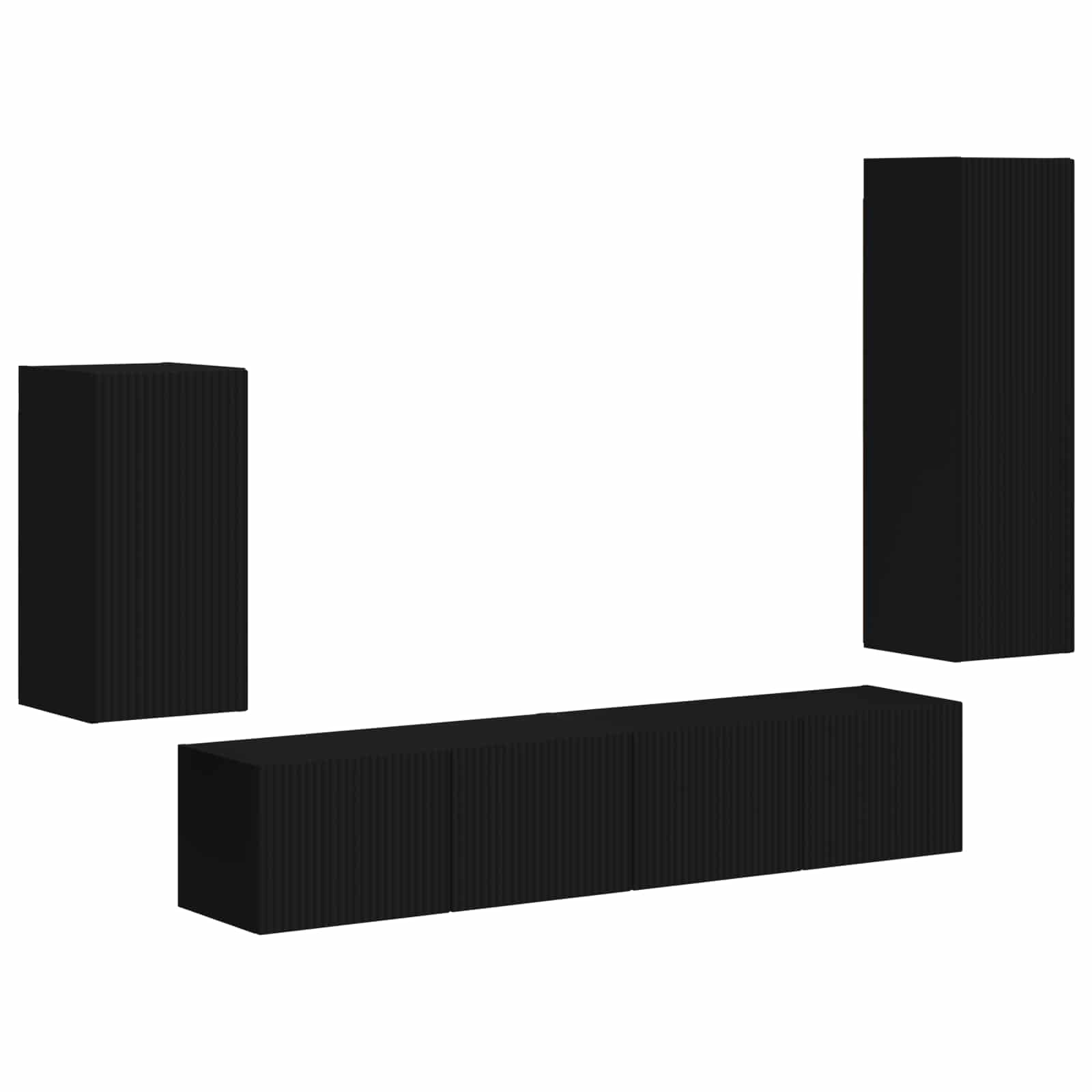Tv-meubelset Wandgemonteerd 4 pcs Zwart Bewerkt hout is nu te koop bij PeponiXL, paradijselijk wonen!