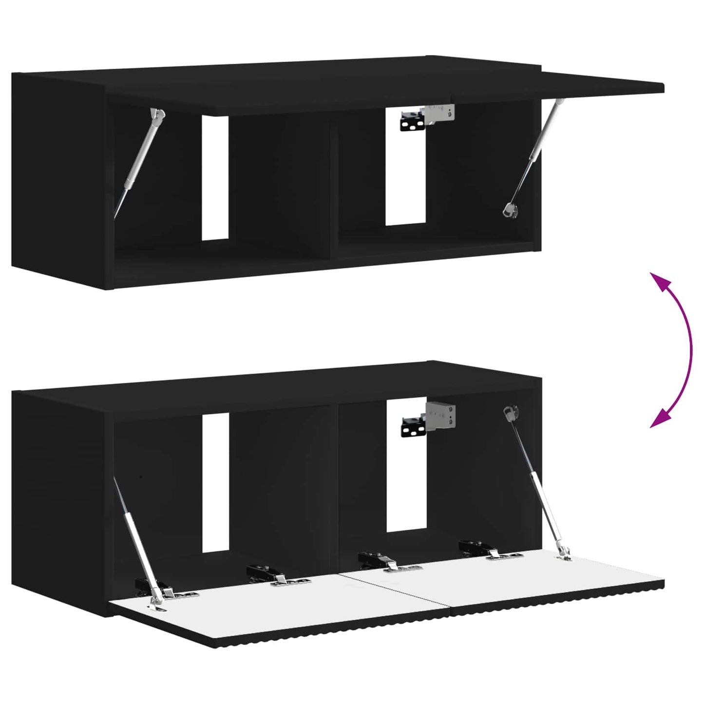 Tv-meubelset Wandgemonteerd 4 pcs Zwart Bewerkt hout is nu te koop bij PeponiXL, paradijselijk wonen!