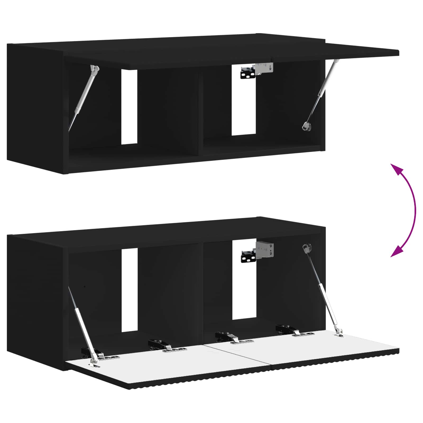 Tv-meubelset Wandgemonteerd 4 pcs Zwart Bewerkt hout is nu te koop bij PeponiXL, paradijselijk wonen!