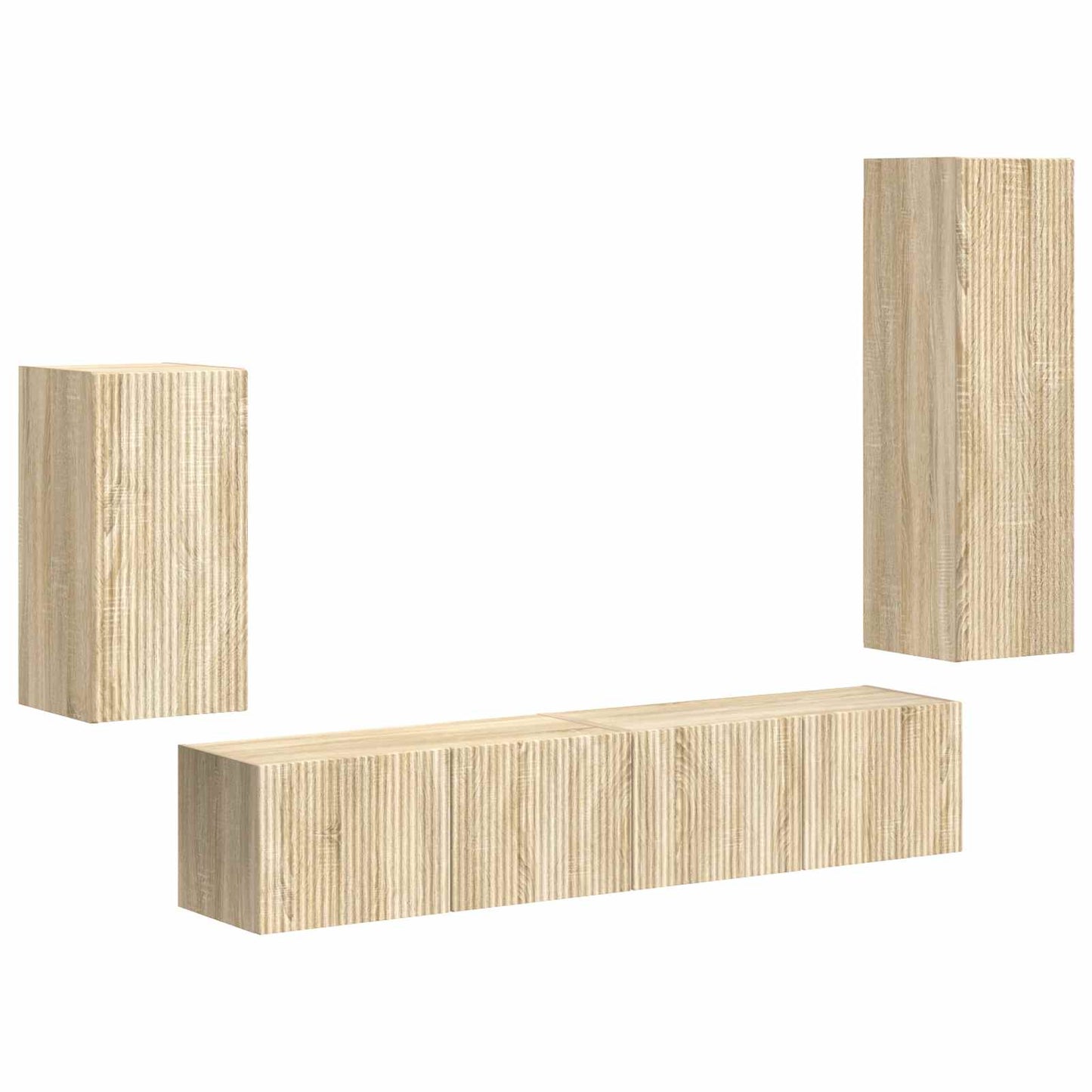 Tv-meubelset Wandgemonteerd 4 pcs Sonoma Eiken Bewerkt hout is nu te koop bij PeponiXL, paradijselijk wonen!