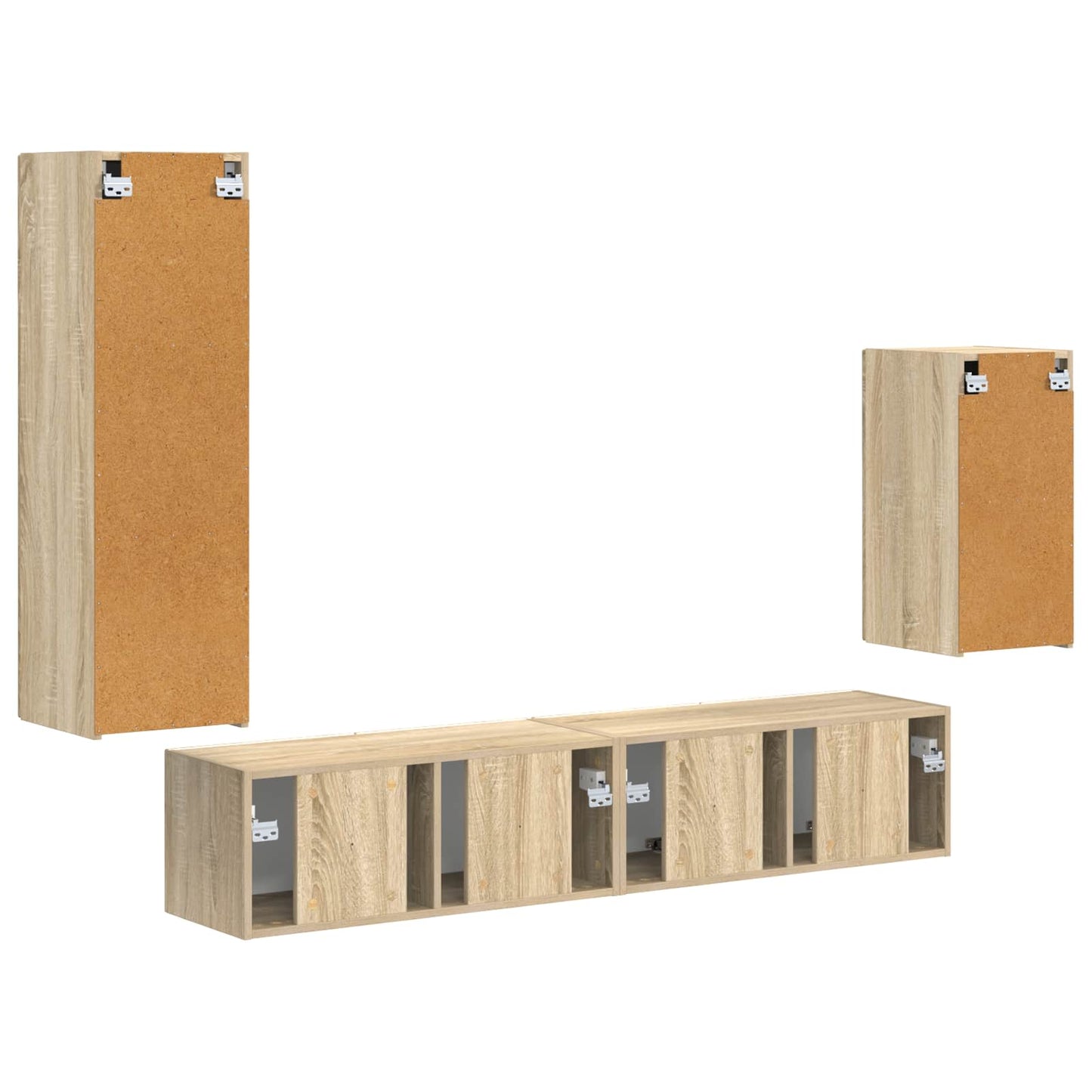Tv-meubelset Wandgemonteerd 4 pcs Sonoma Eiken Bewerkt hout is nu te koop bij PeponiXL, paradijselijk wonen!