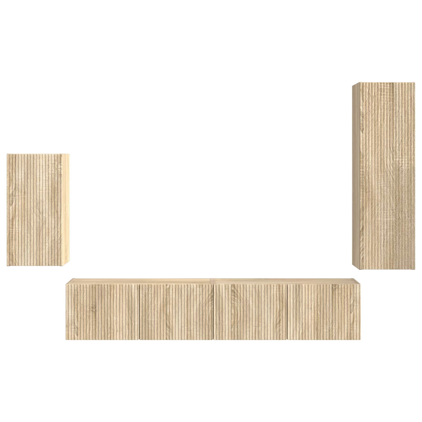 Tv-meubelset Wandgemonteerd 4 pcs Sonoma Eiken Bewerkt hout is nu te koop bij PeponiXL, paradijselijk wonen!